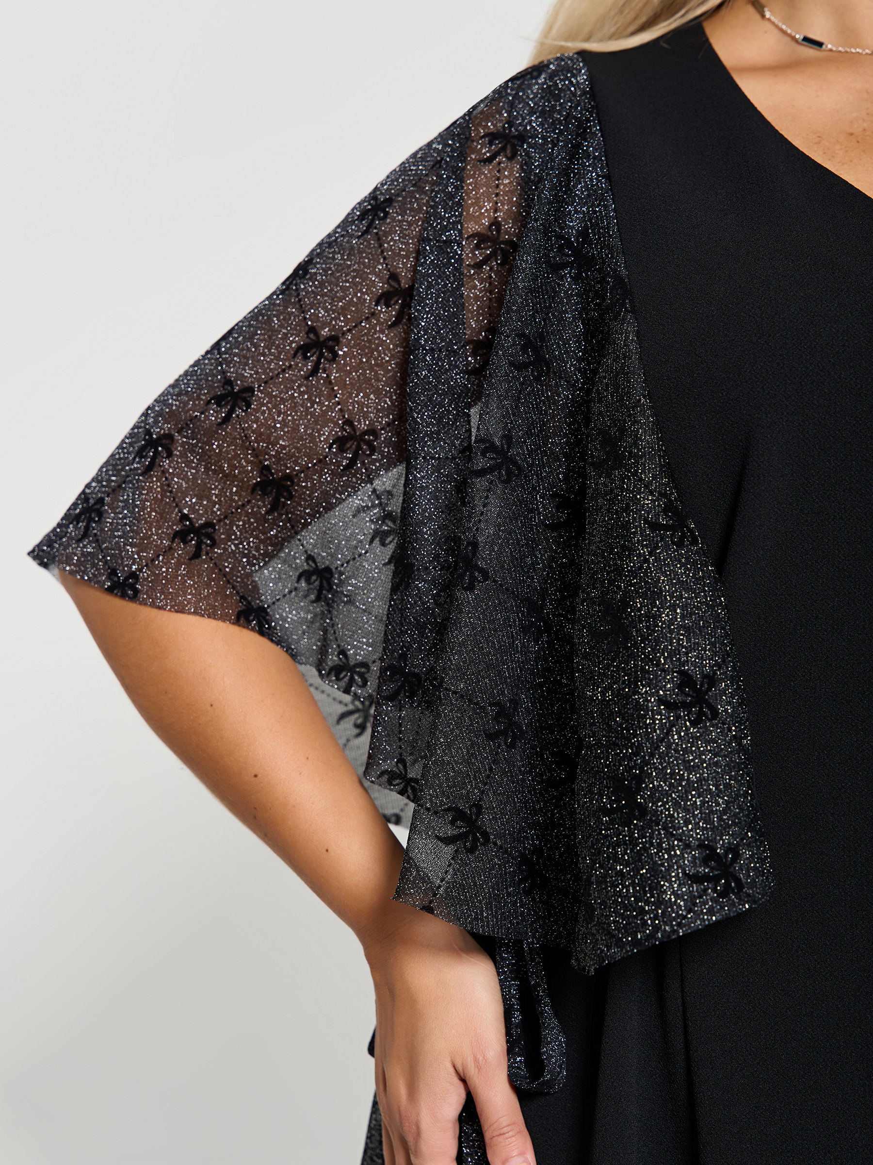 Платье длинное трикотажное чёрное нарядное Dora(фото4)