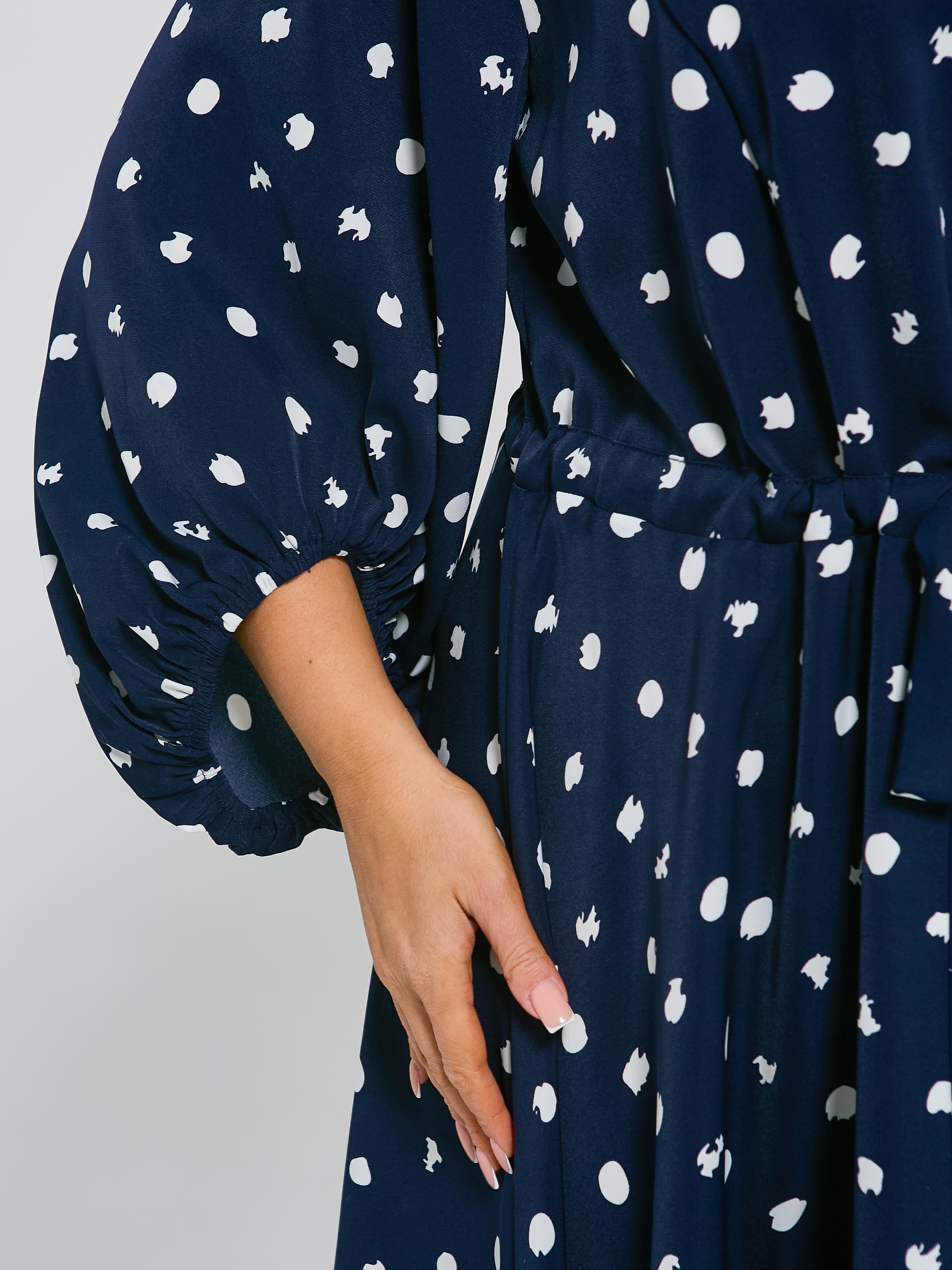 Платье тёмно-синее на кулисе с принтом Dora(фото6)