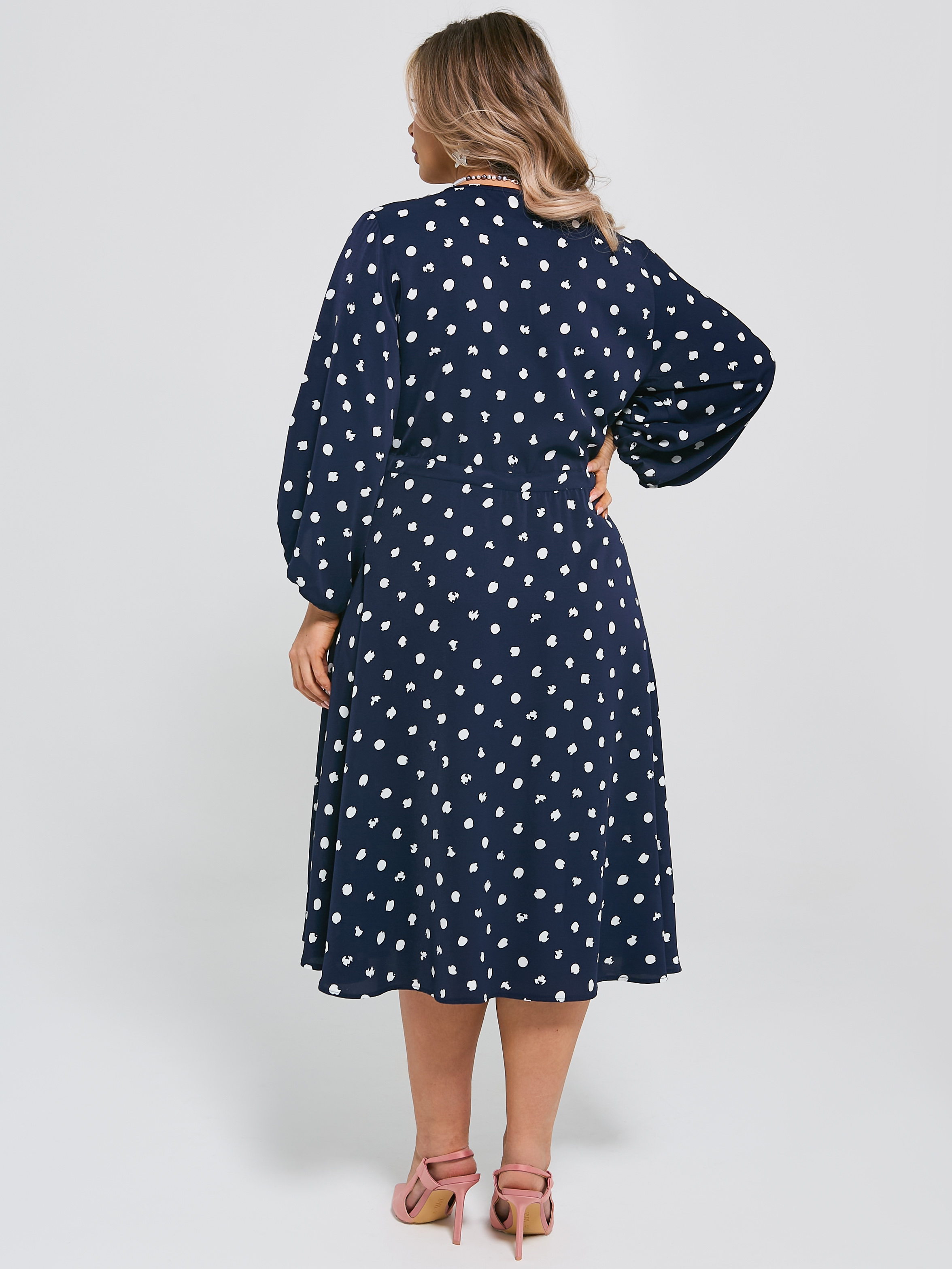 Платье тёмно-синее на кулисе с принтом Dora(фото8)