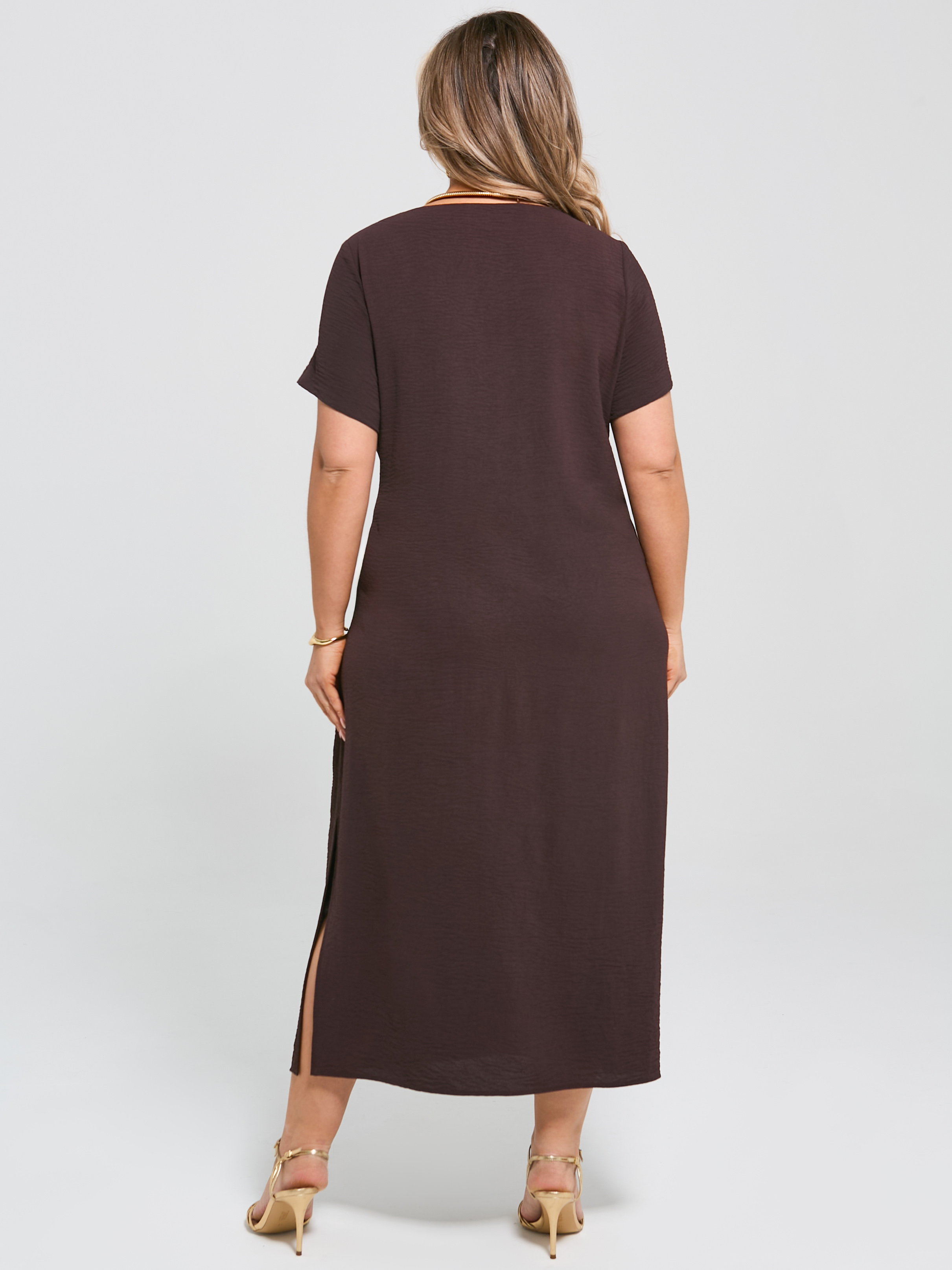 Платье длинное нарядное шоколадного цвета Dora(фото9)