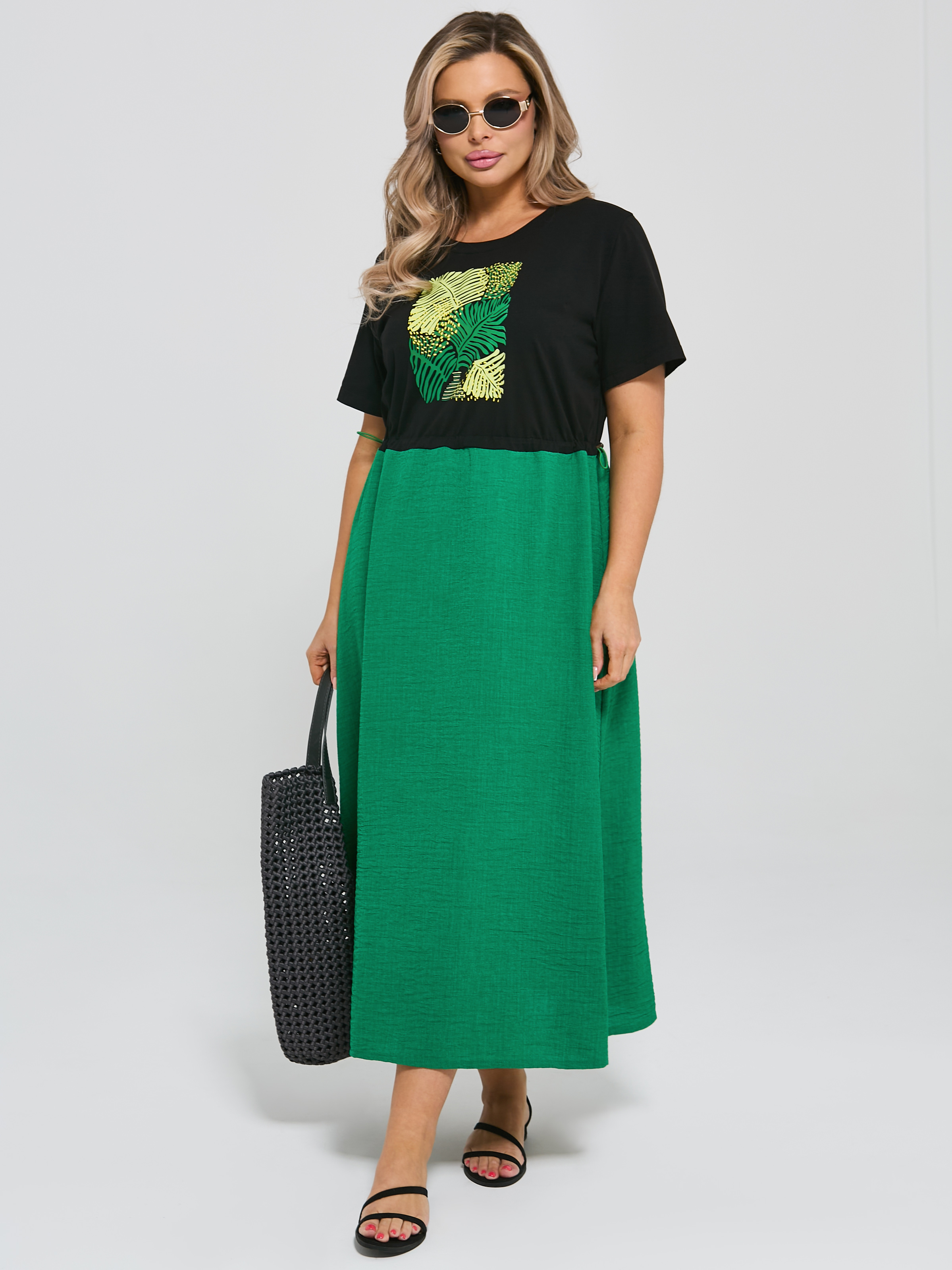 Платье комбинированное с разрезами по низу Dora(фото7)