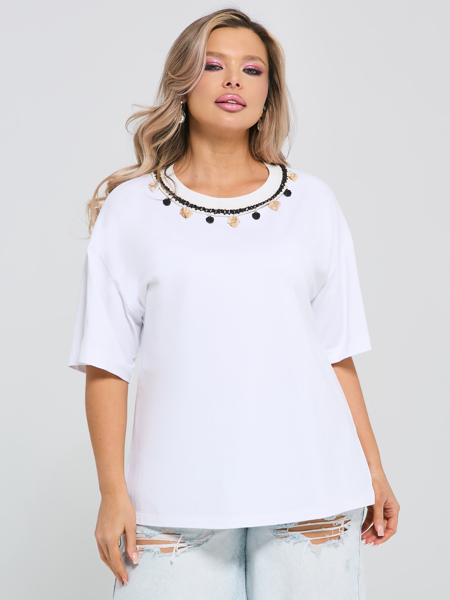 Футболка трикотажная белая Dora(фото3)