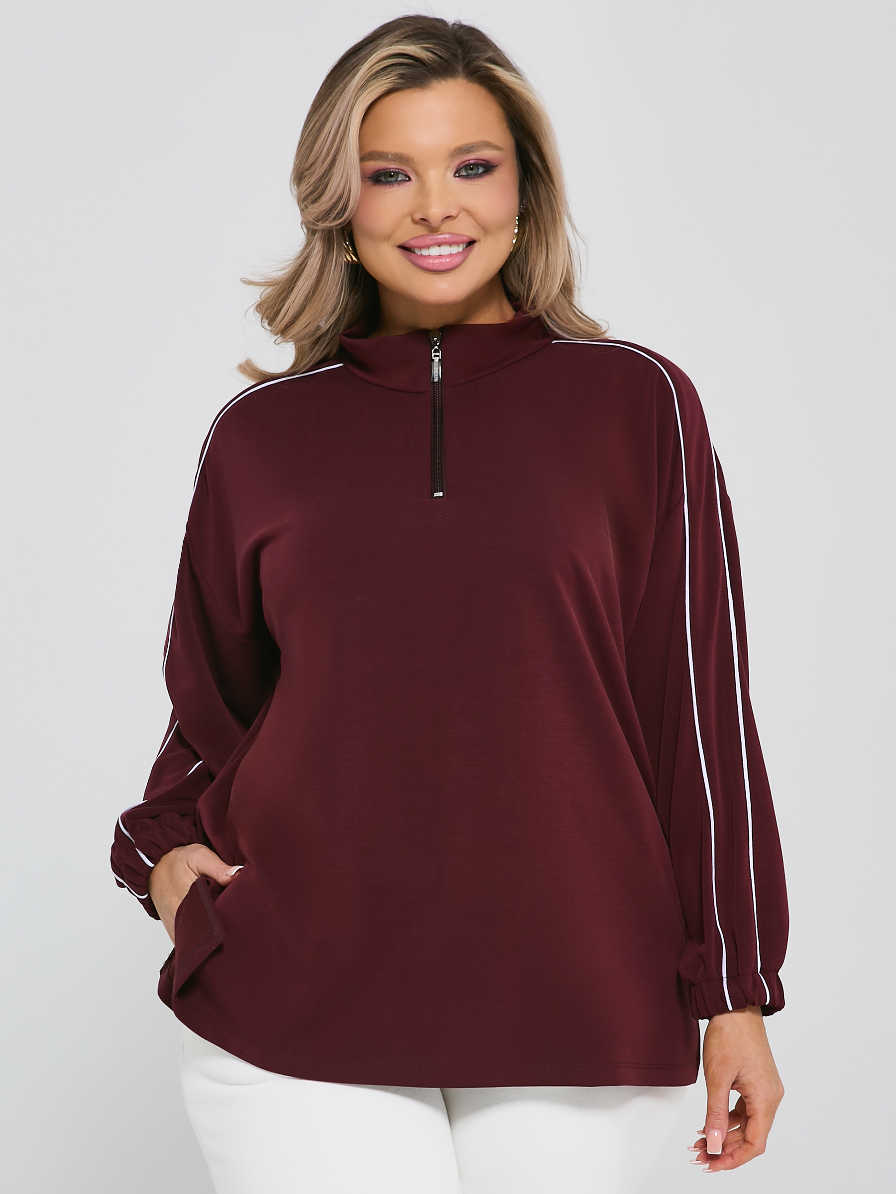 Джемпер из трикотажа бордового цвета Dora(фото3)