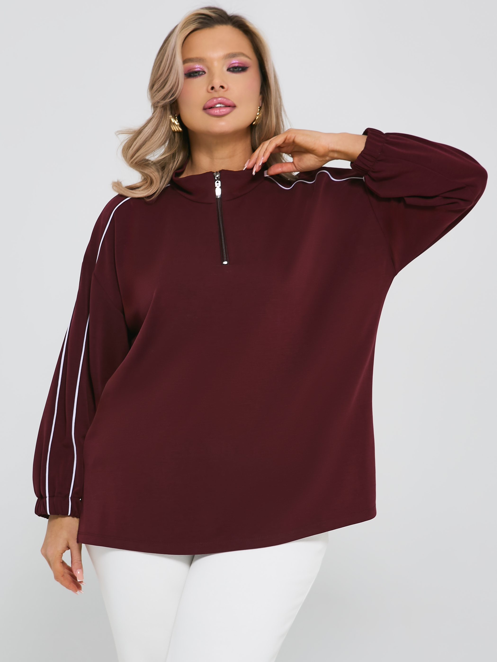 Джемпер из трикотажа бордового цвета Dora(фото6)