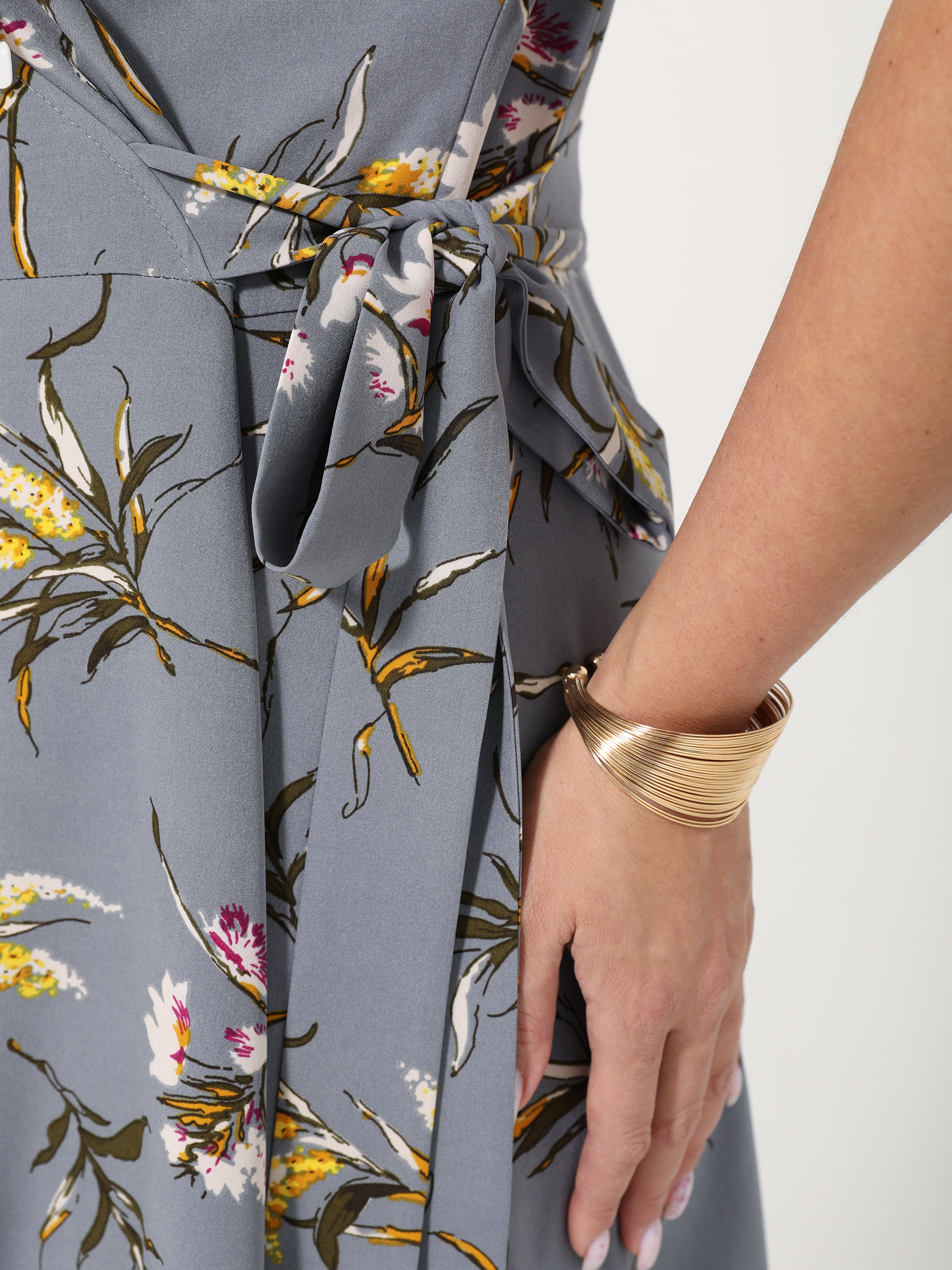 Платье длинное серое на запах Dora(фото8)