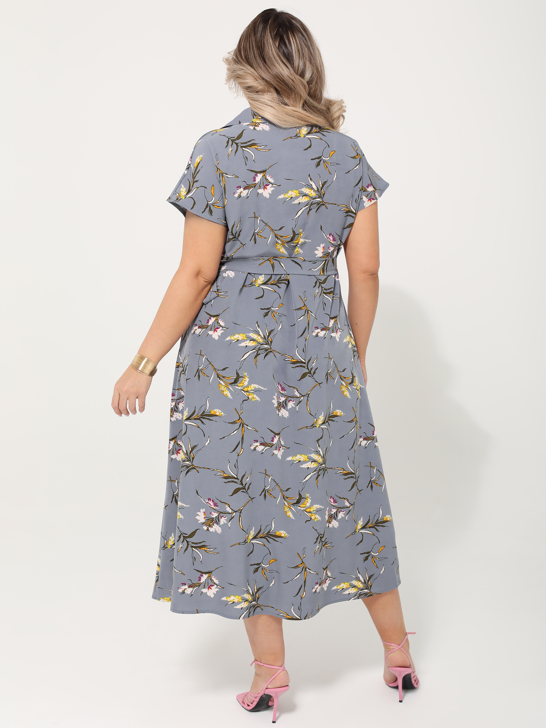 Платье длинное серое на запах Dora(фото9)