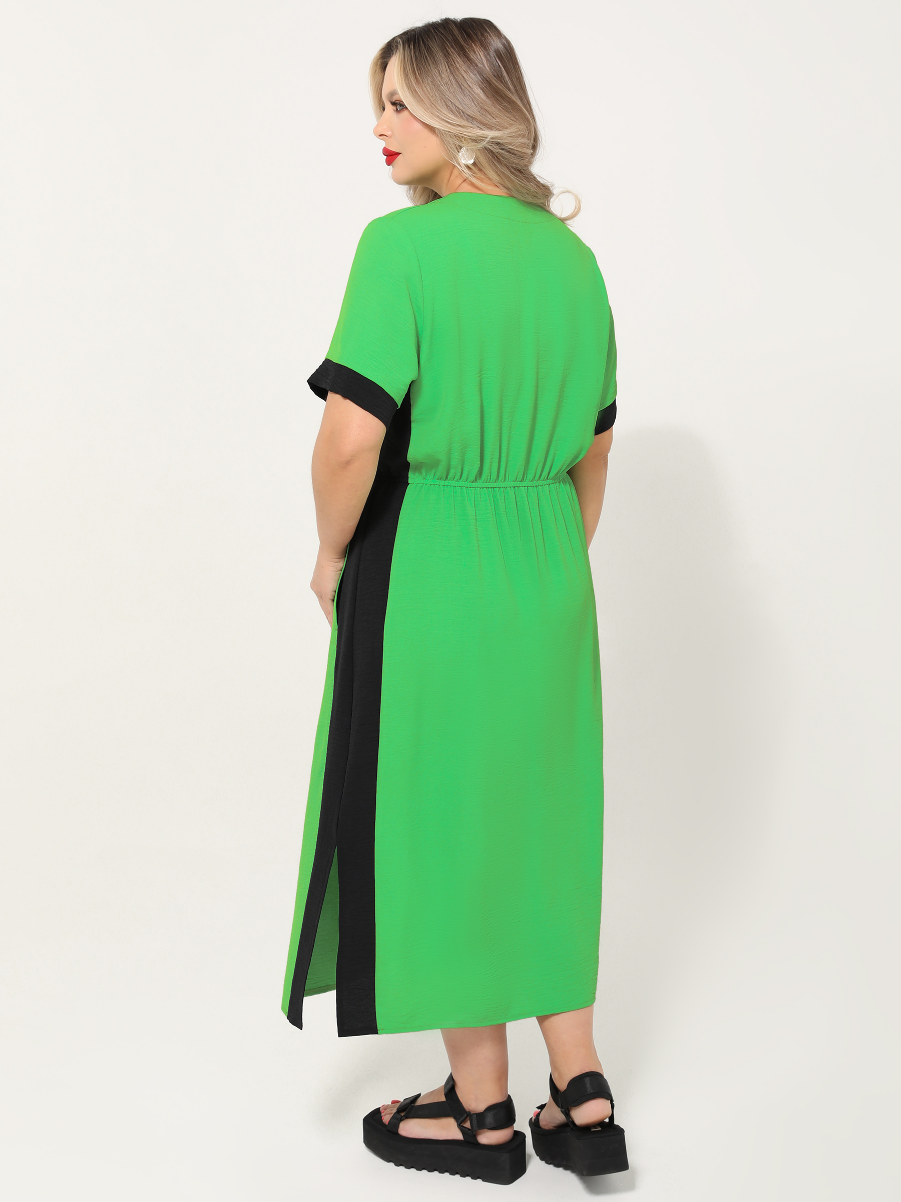 Платье макси ярко-зелёное с карманами Dora(фото10)