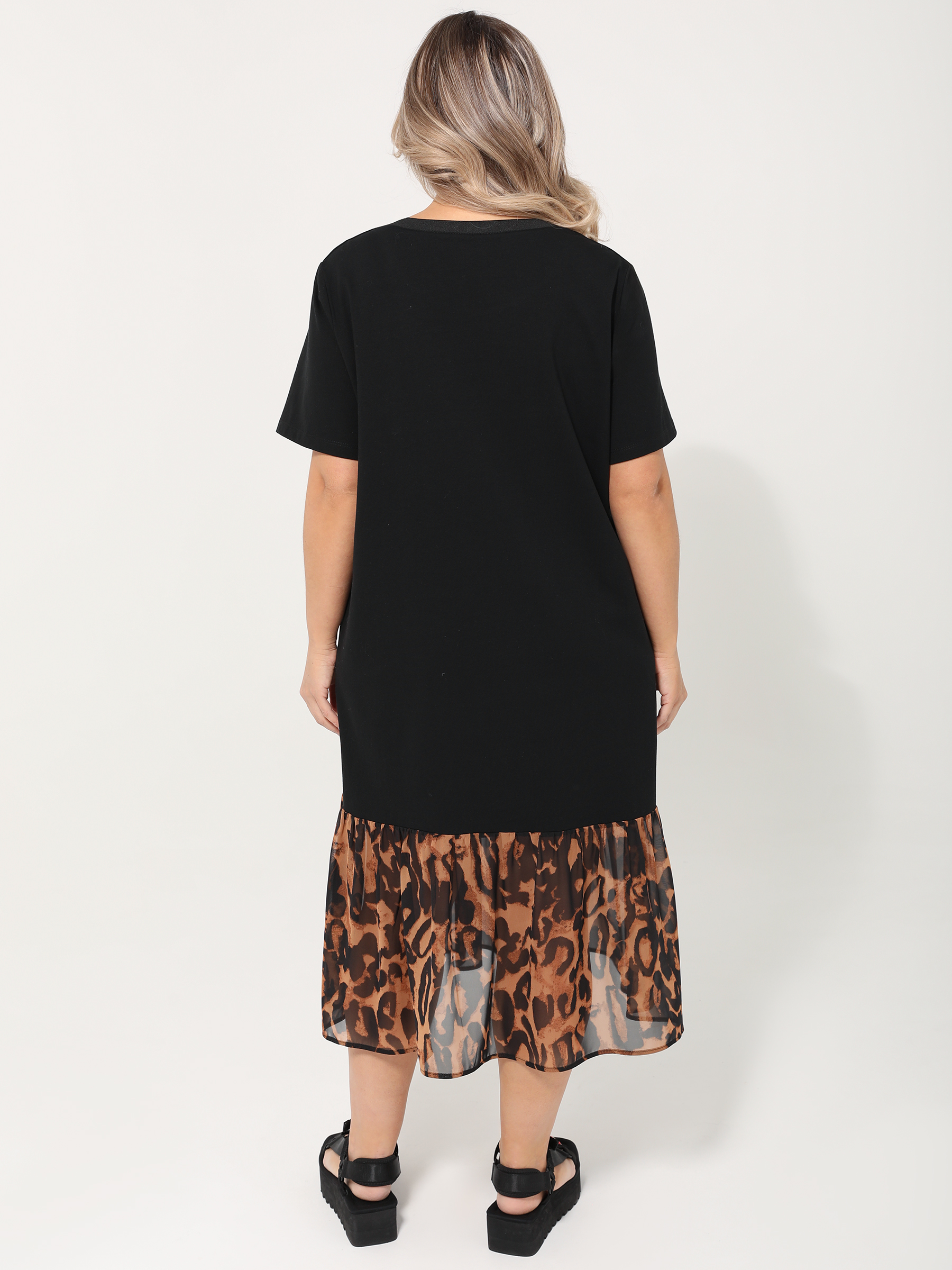 Платье трикотажное чёрное с брошью Dora(фото10)