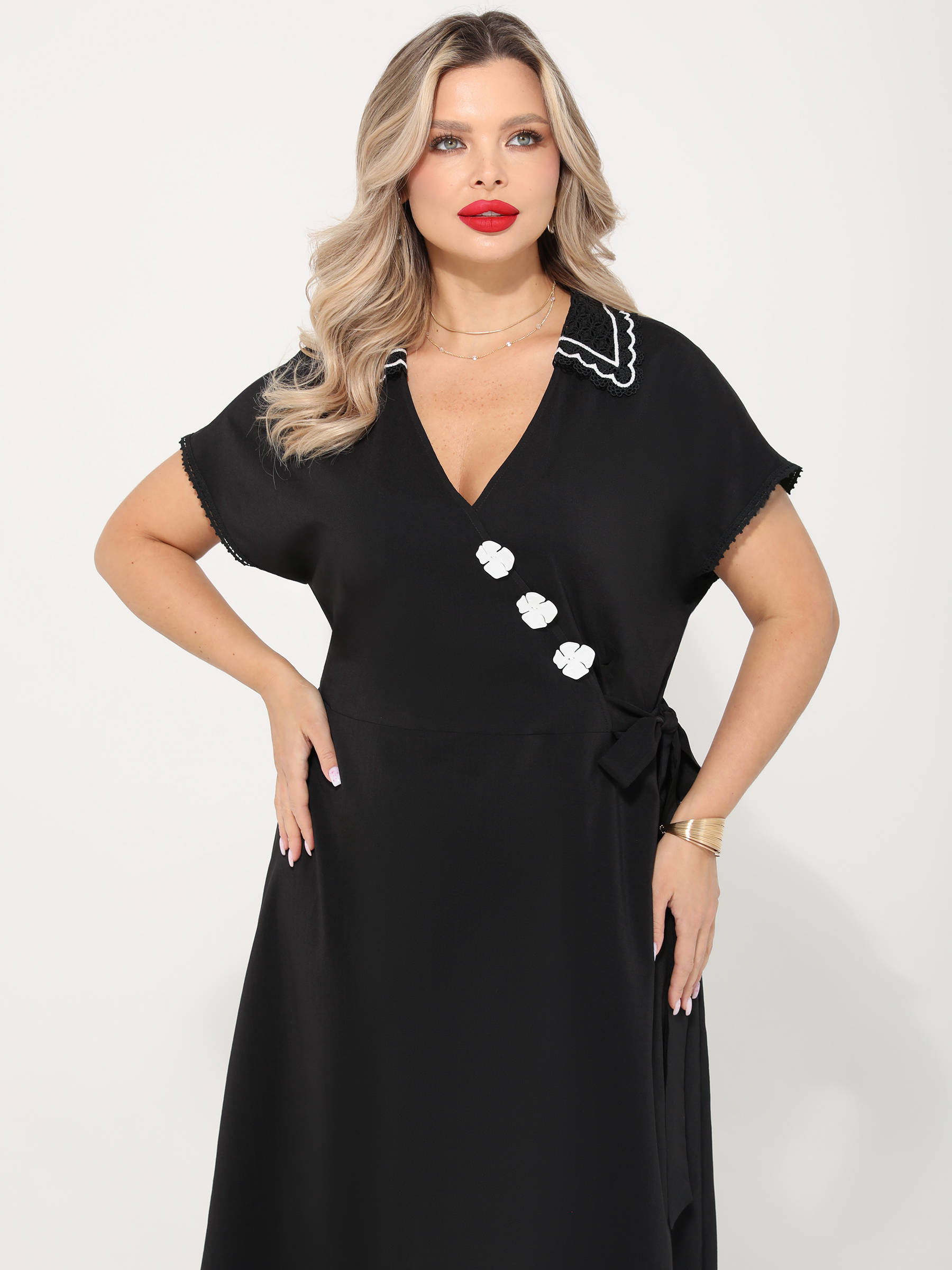 Платье длинное чёрное на запах Dora(фото6)