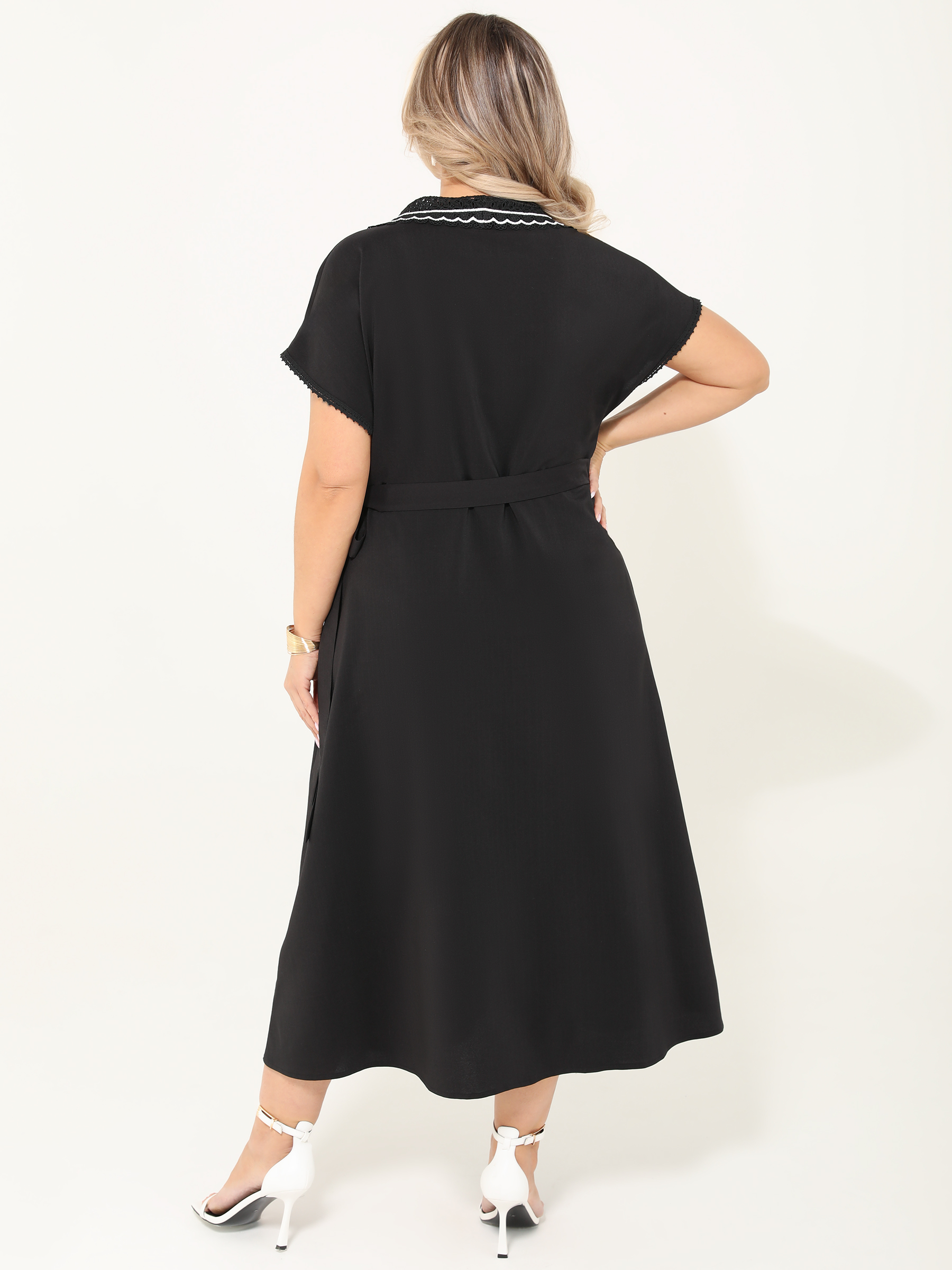 Платье длинное чёрное на запах Dora(фото8)