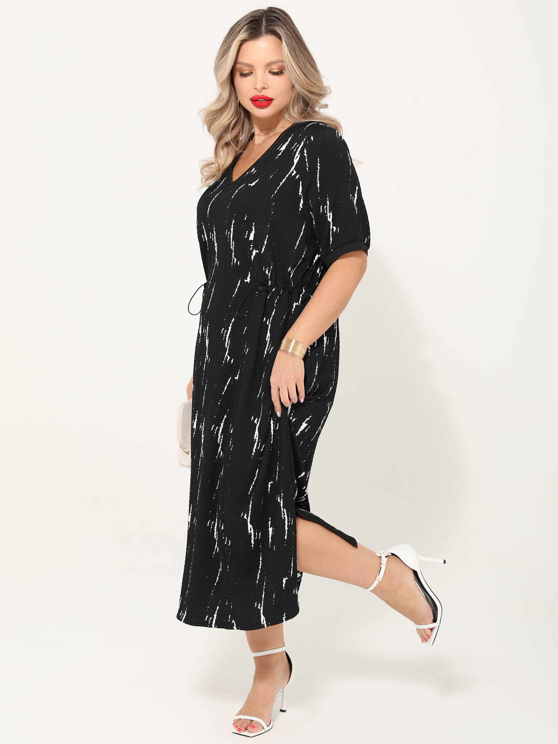 Платье чёрное с разрезами по бокам Dora(фото8)