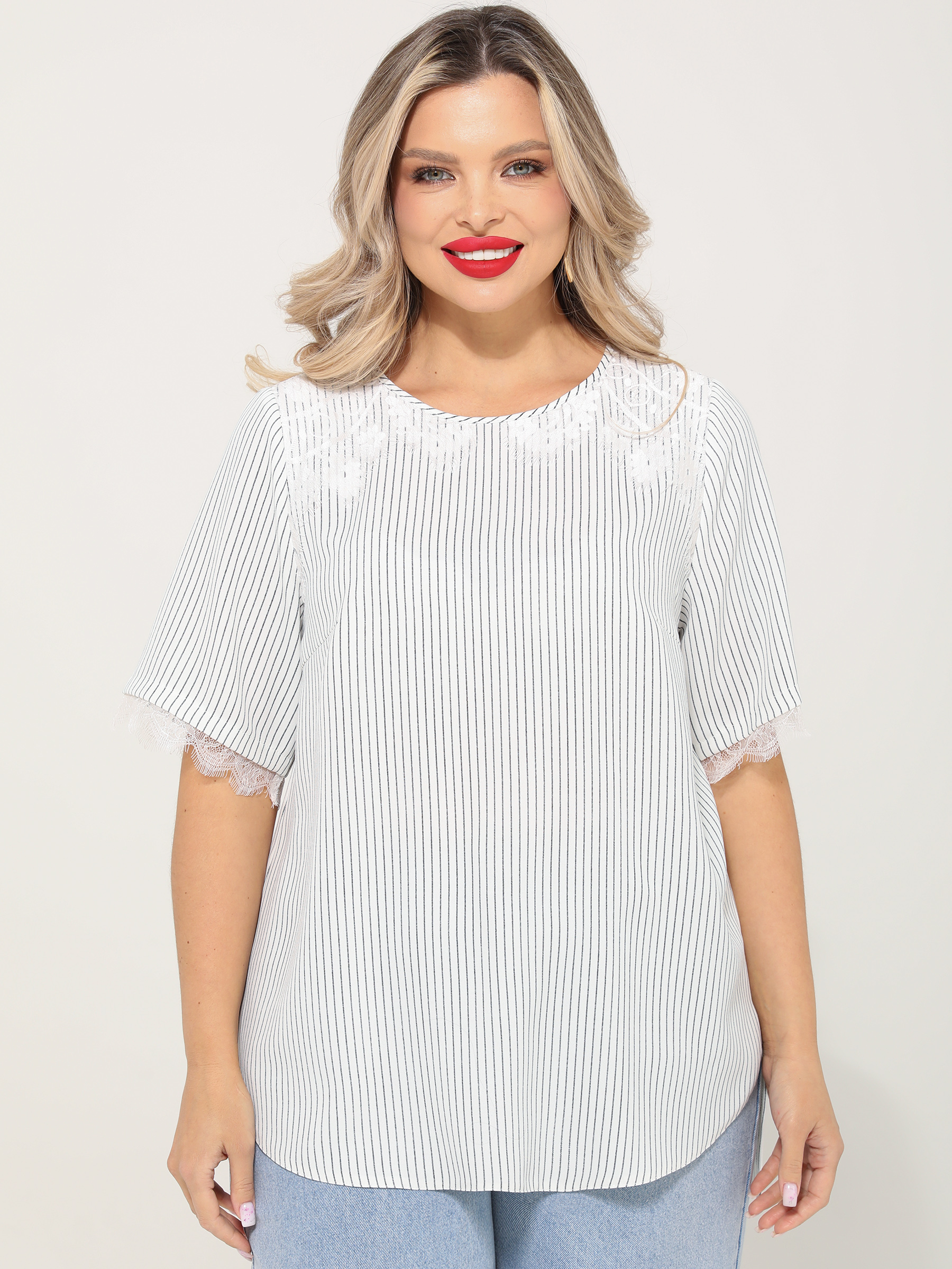 Блузка белая в полоску Dora(фото3)