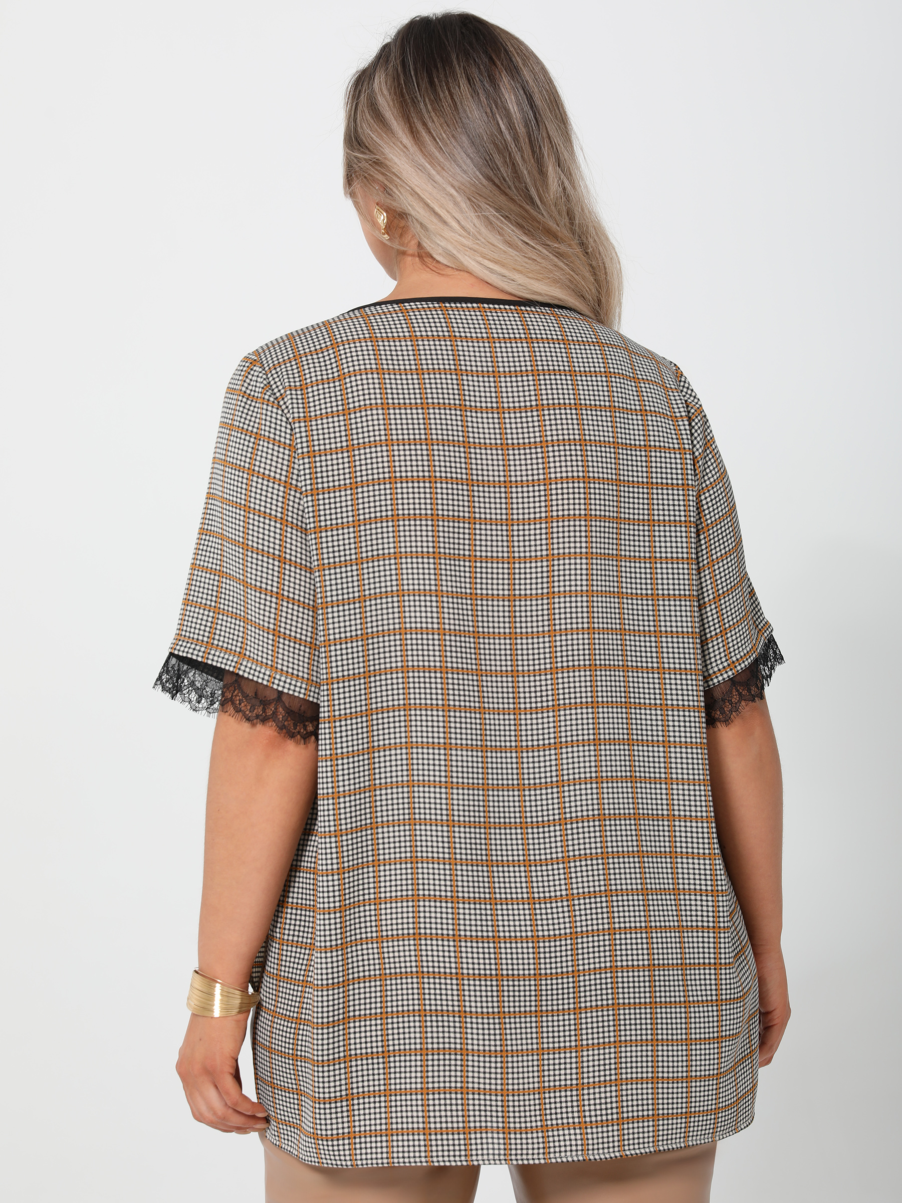 Блузка в клетку с кружевом Dora(фото10)