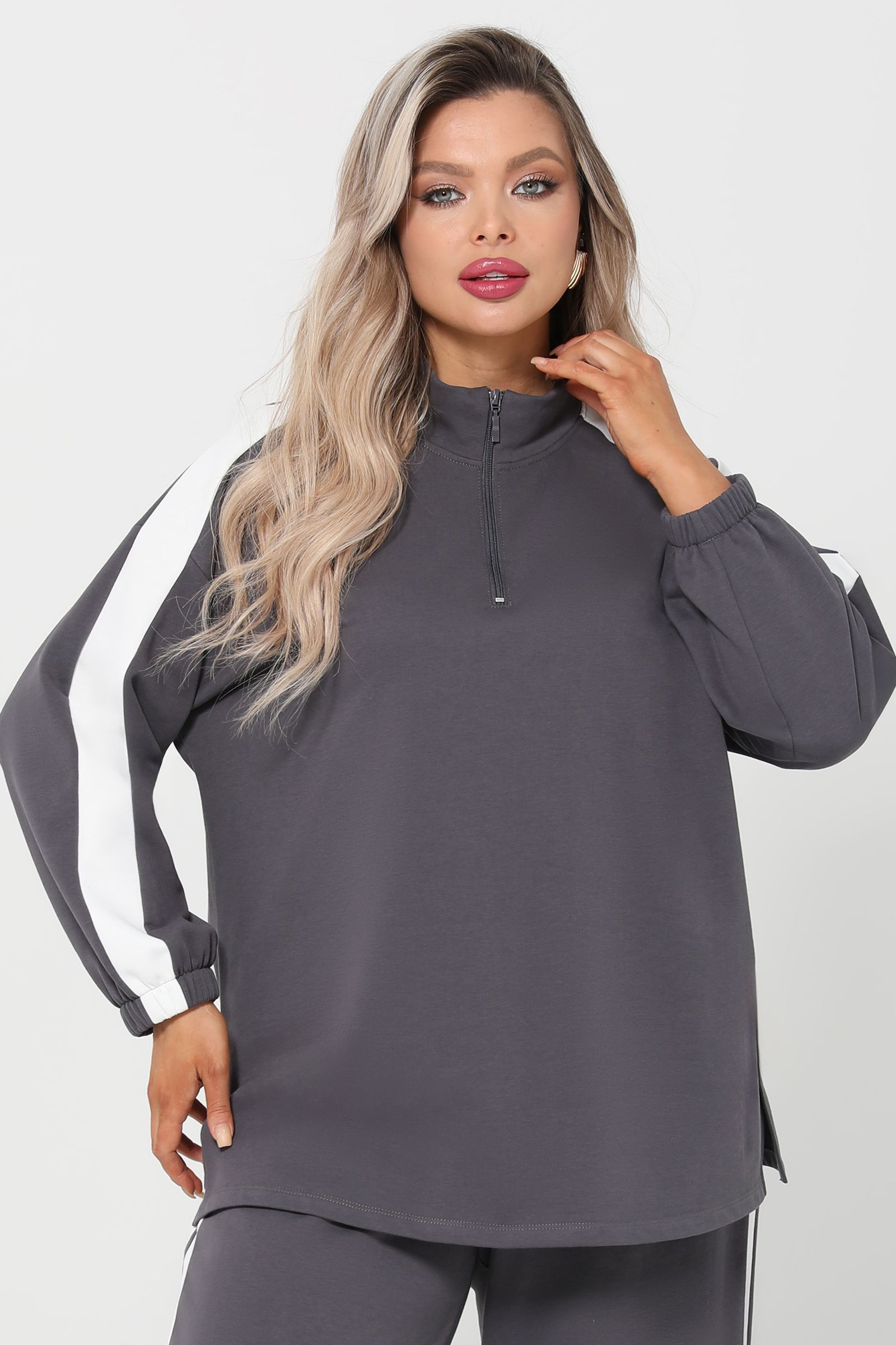 Джемпер из футера серого цвета Dora