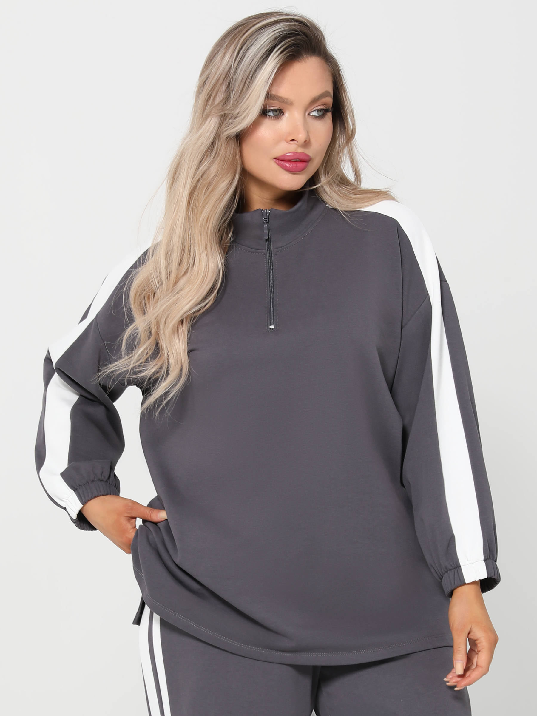 Джемпер из футера серого цвета Dora(фото3)