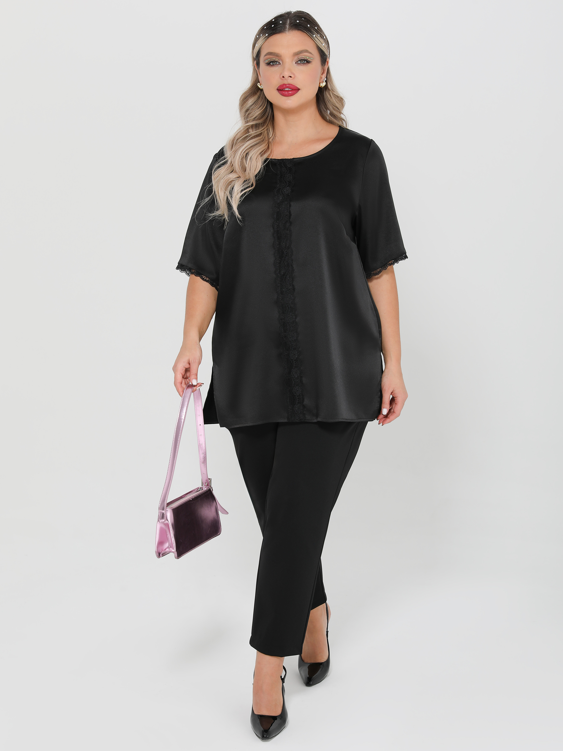 Блузка чёрная с кружевом Dora(фото2)