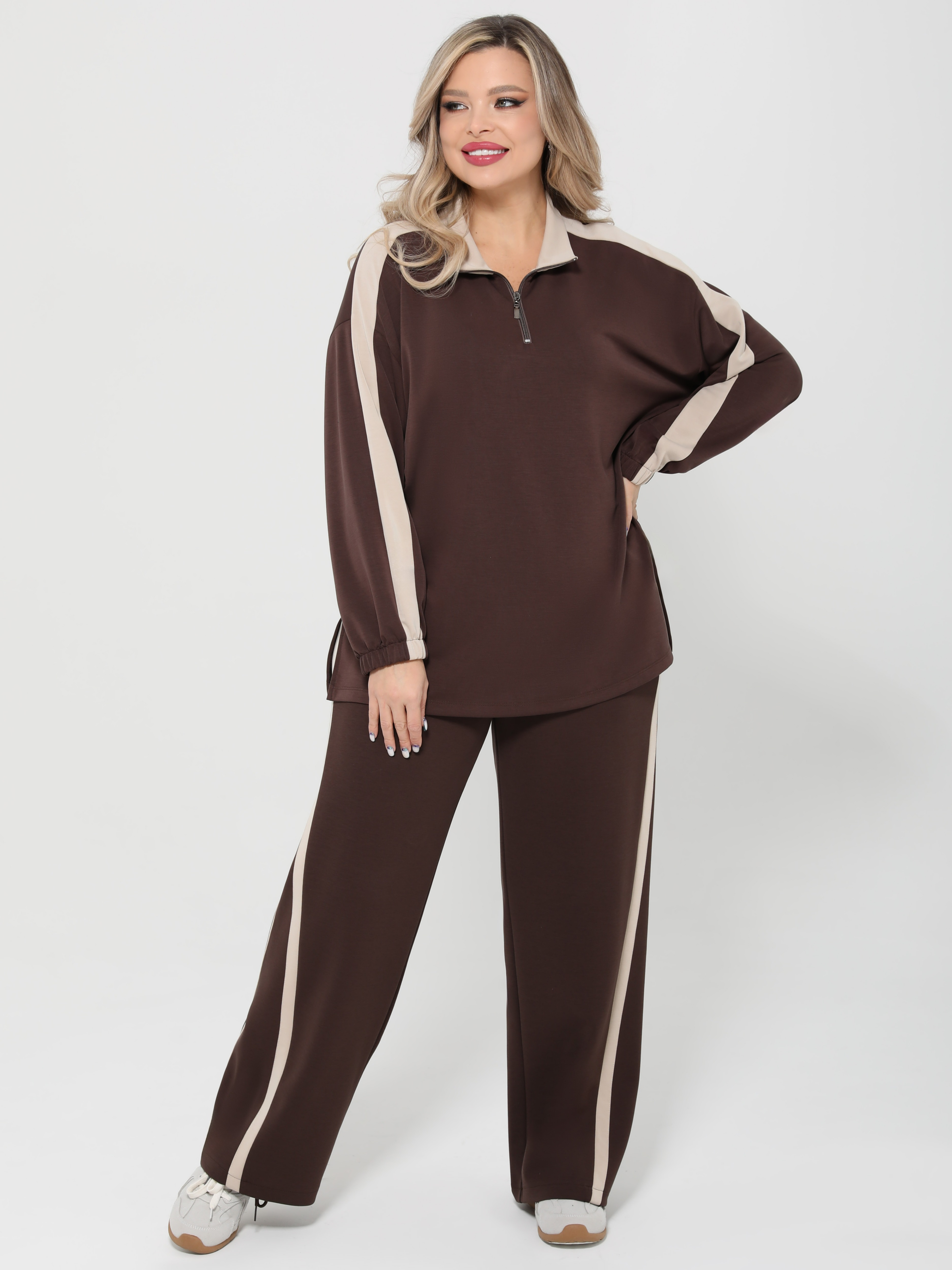 Брюки коричневые с лампасами Dora(фото5)