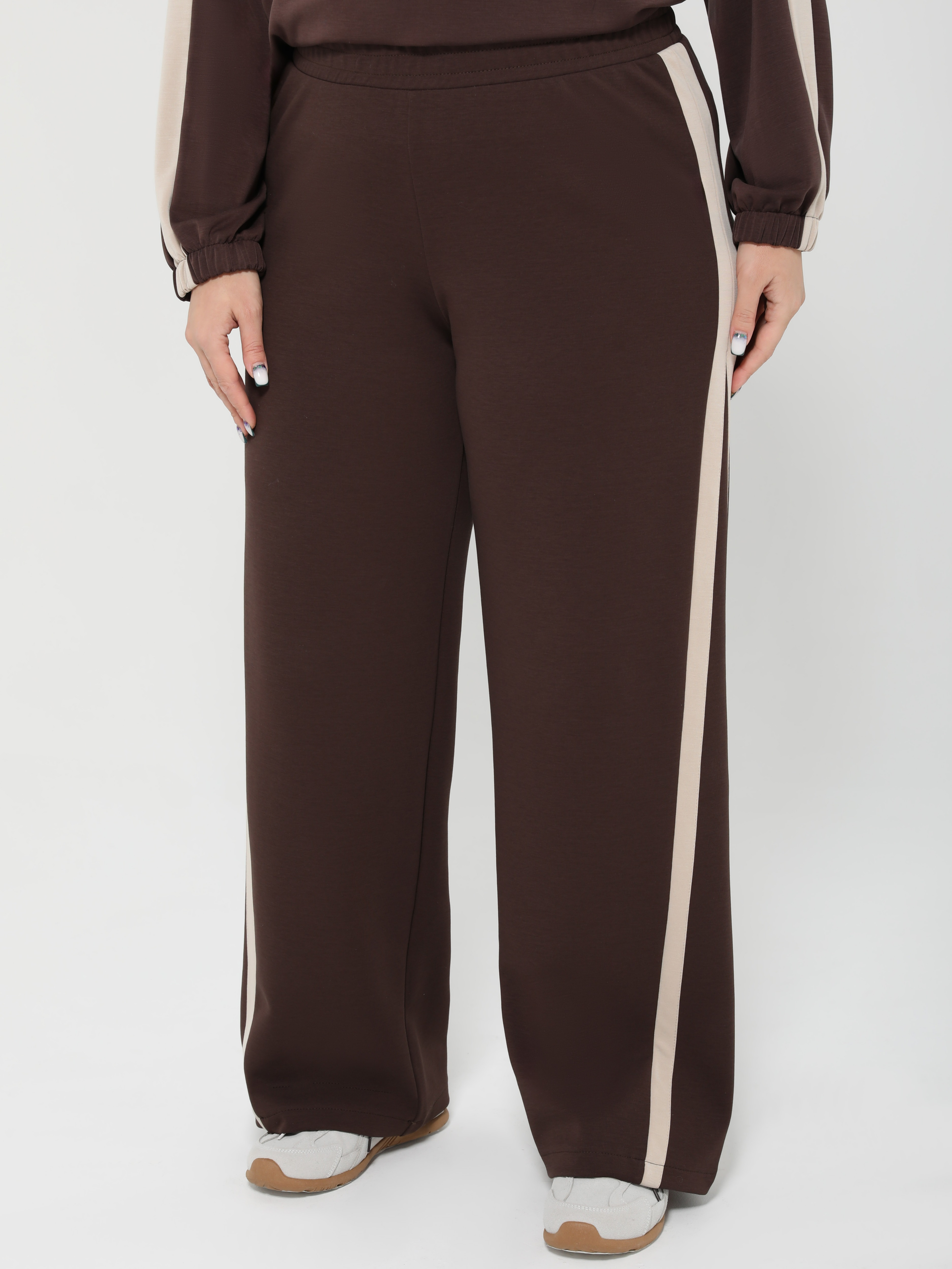Брюки коричневые с лампасами Dora(фото4)