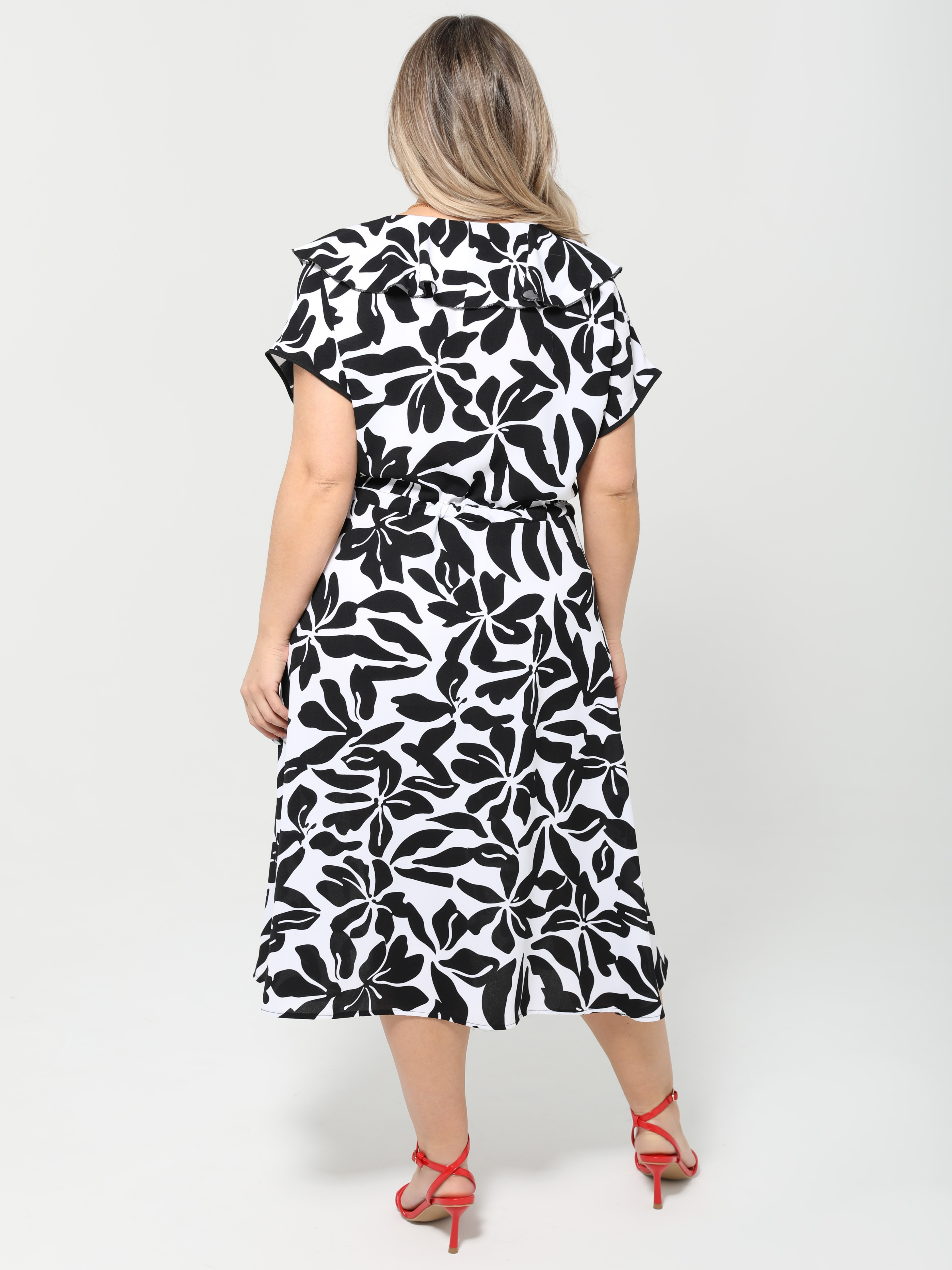 Платье чёрно-белое с кулиской Dora(фото8)