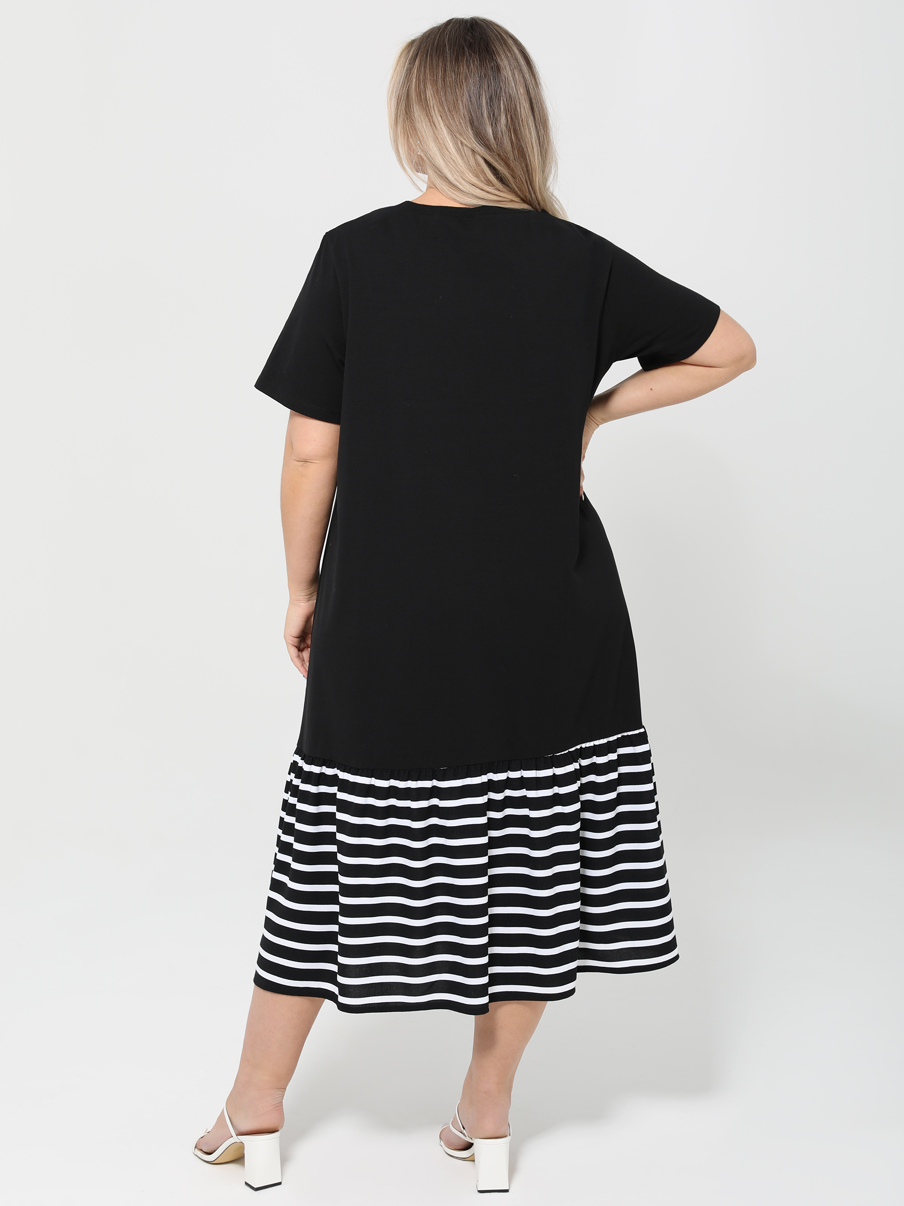 Платье чёрное из трикотажа в морском стиле Dora(фото7)