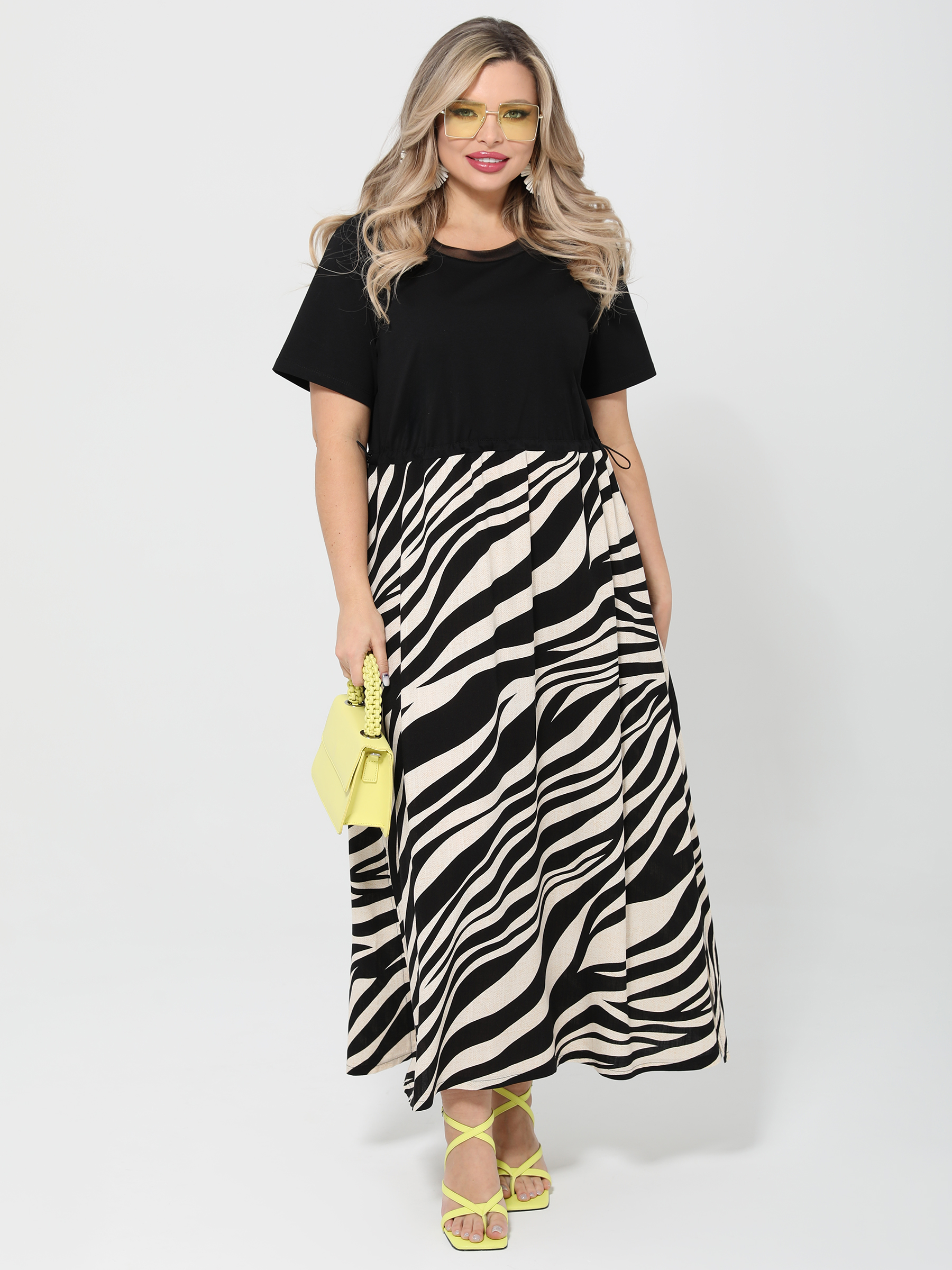 Платье комбинированное с разрезами по низу Dora(фото3)