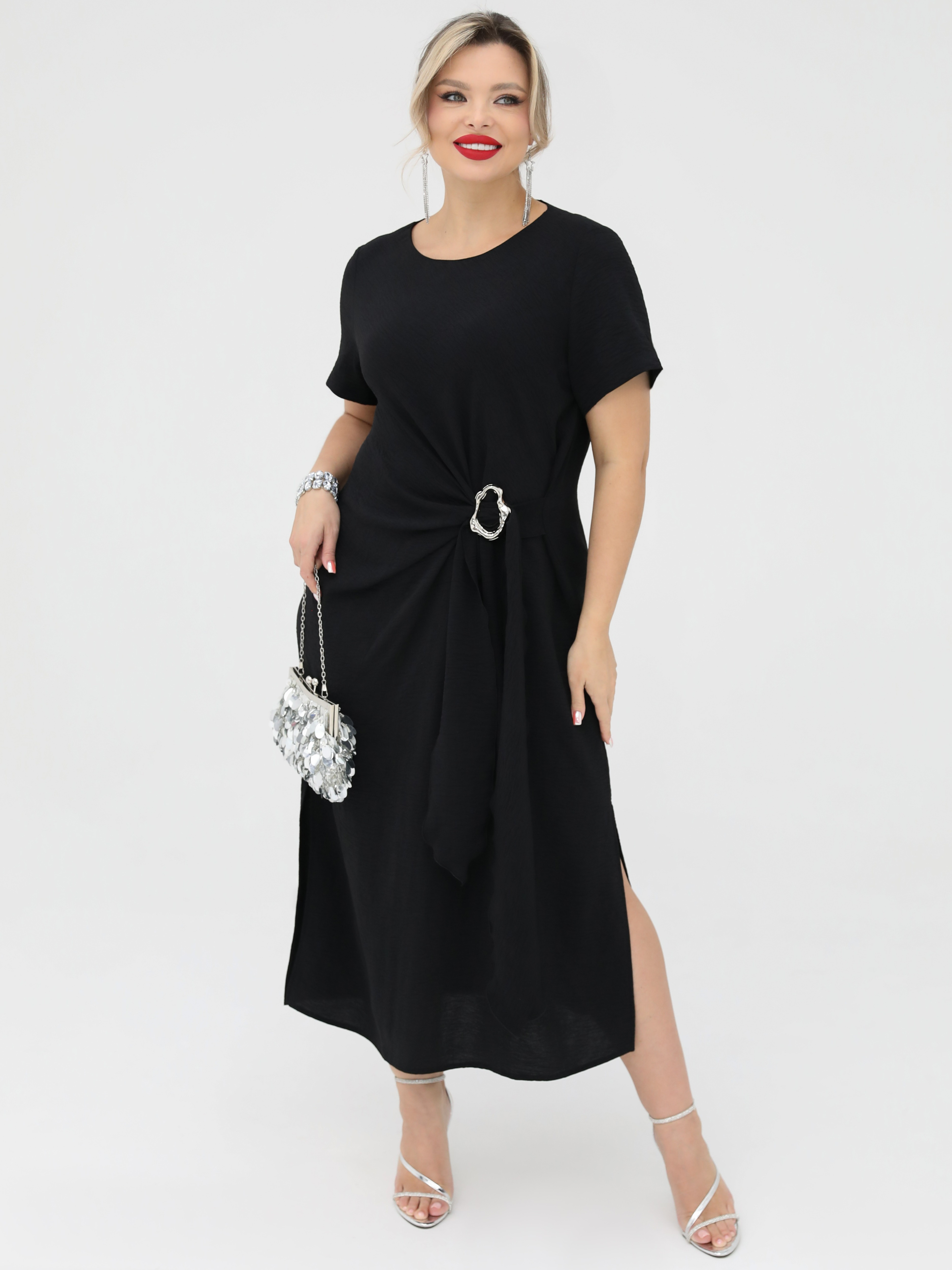 Платье длинное нарядное чёрного цвета Dora(фото2)