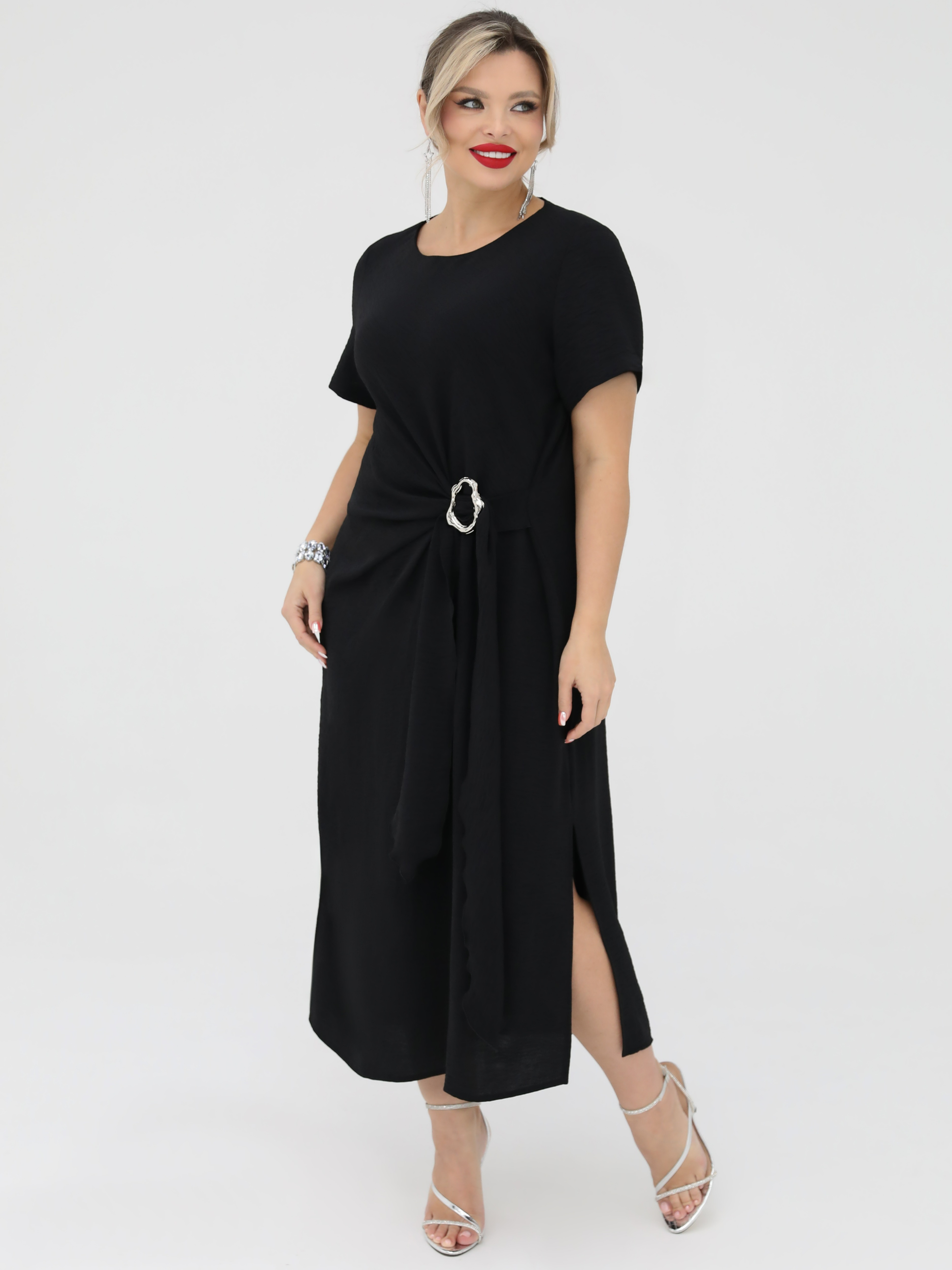 Платье длинное нарядное чёрного цвета Dora(фото8)