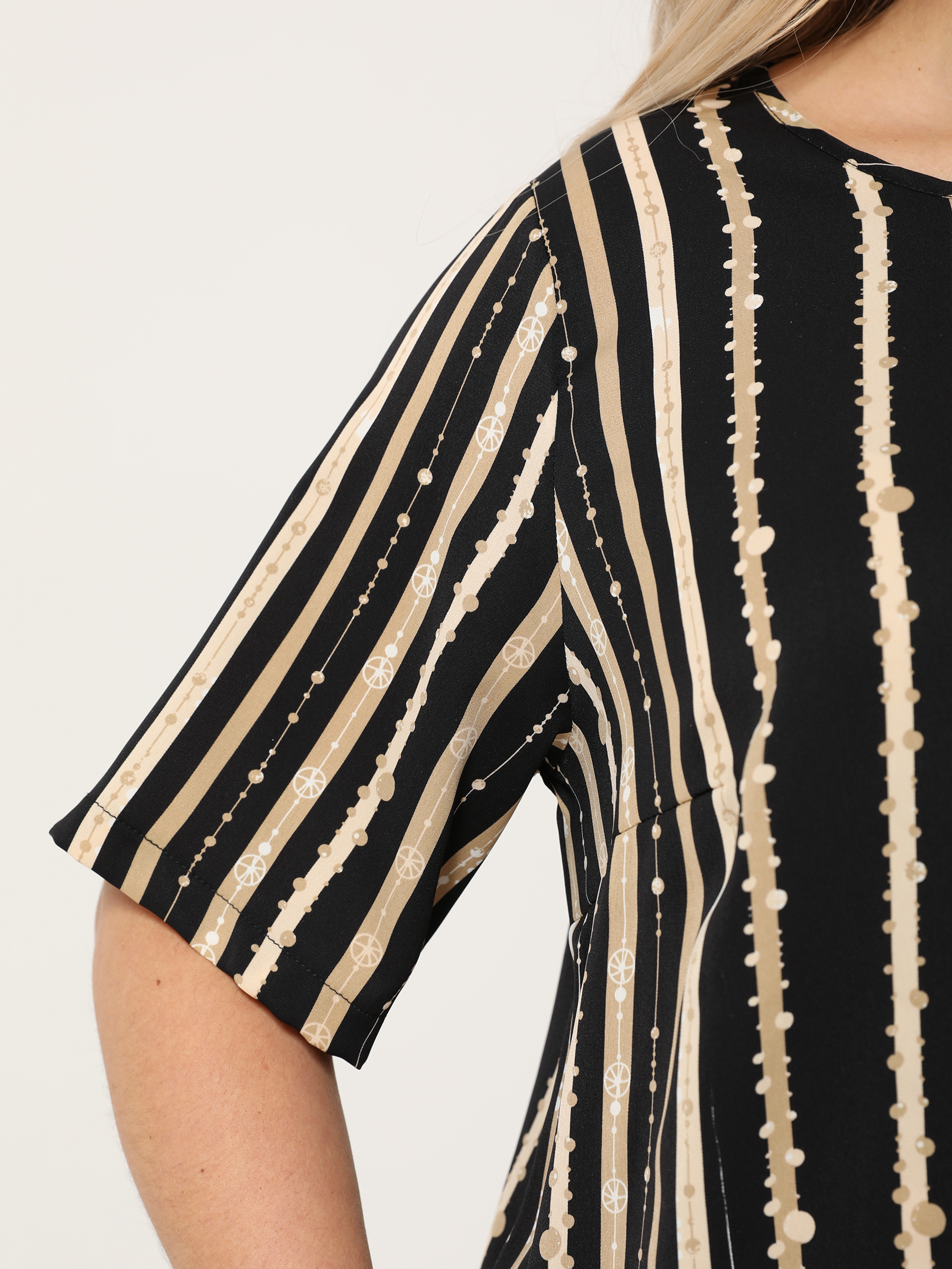 Блузка чёрно-бежевая в полоску Dora(фото7)