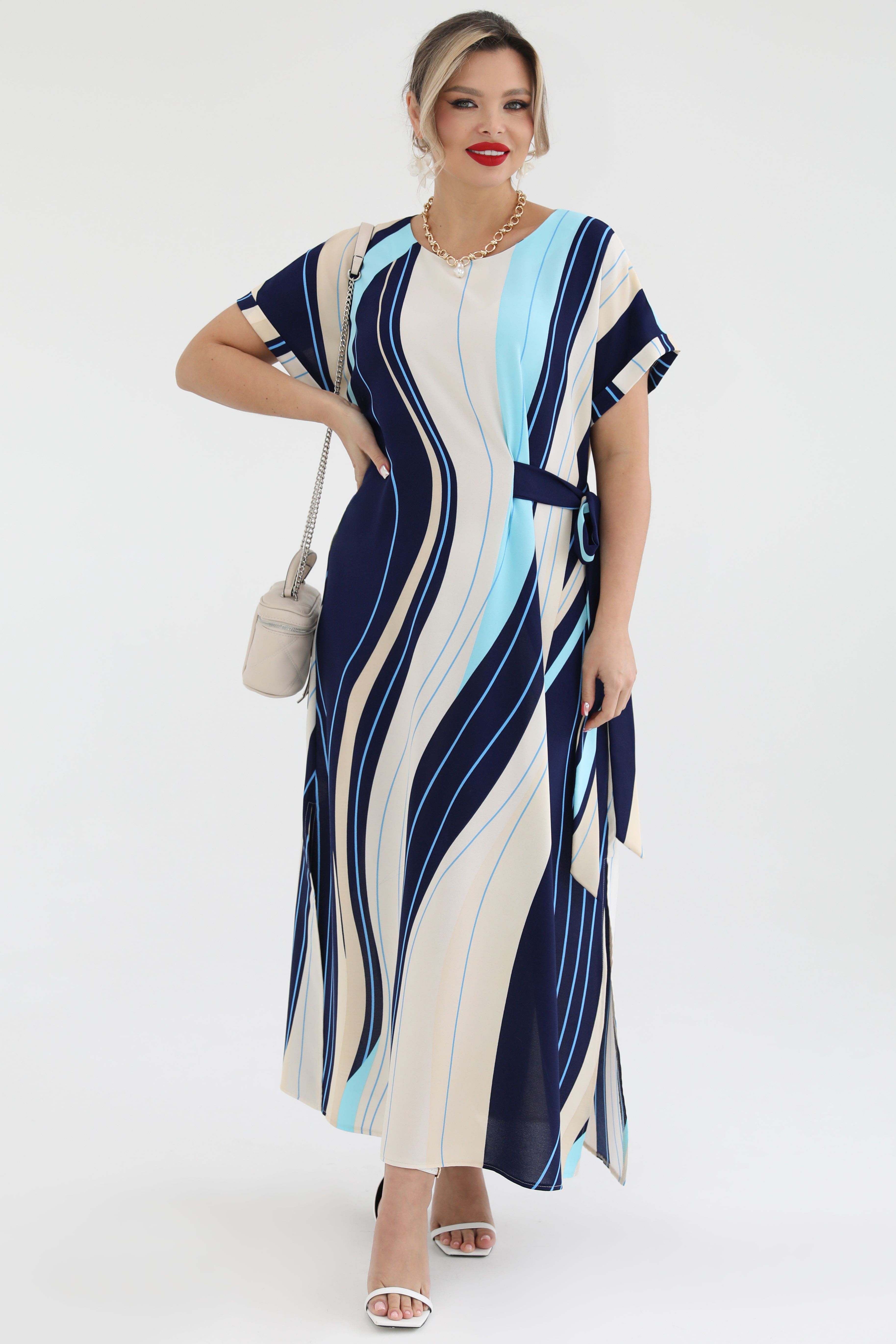 Платье тёмно-синее в полоску Dora