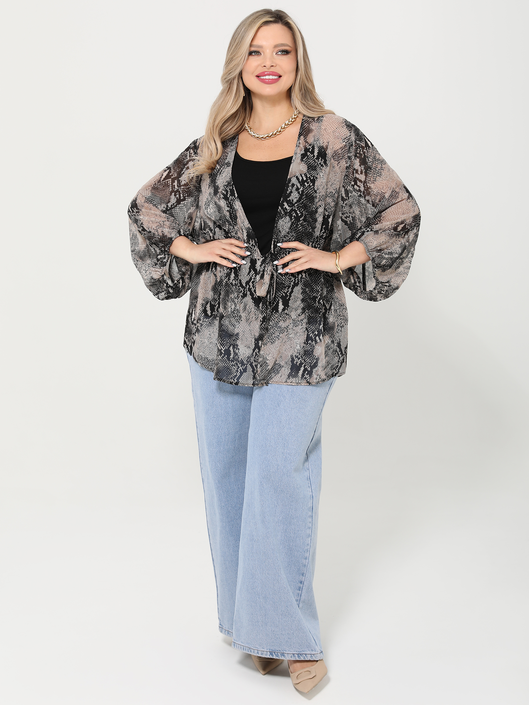 Блузка-кимоно из прозрачного шифона Dora(фото6)