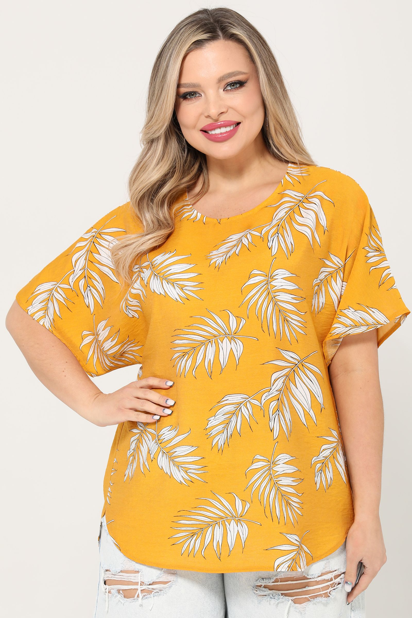 Блузка яркая с короткими рукавами Dora