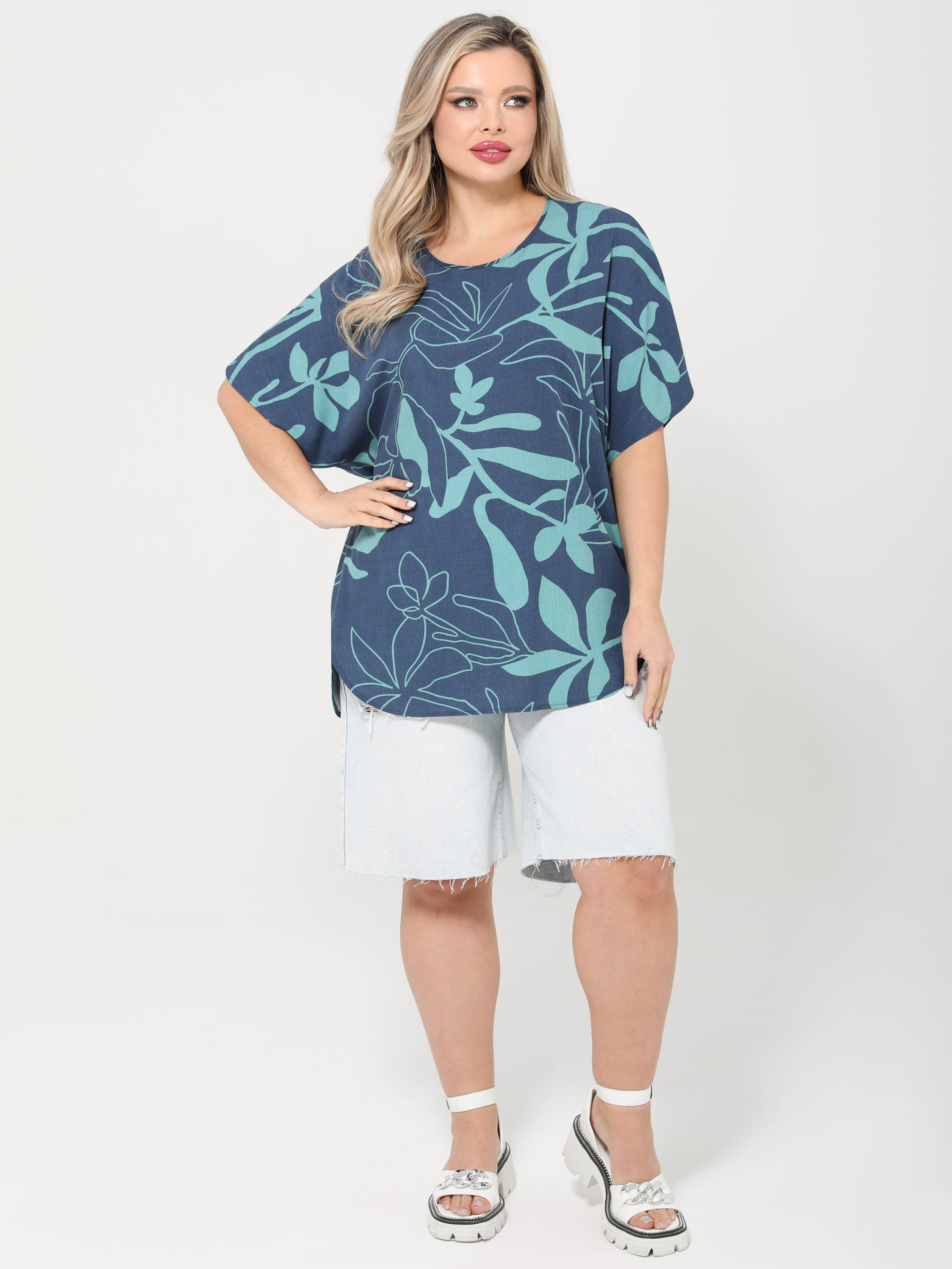 Блузка синяя с короткими рукавами Dora(фото7)