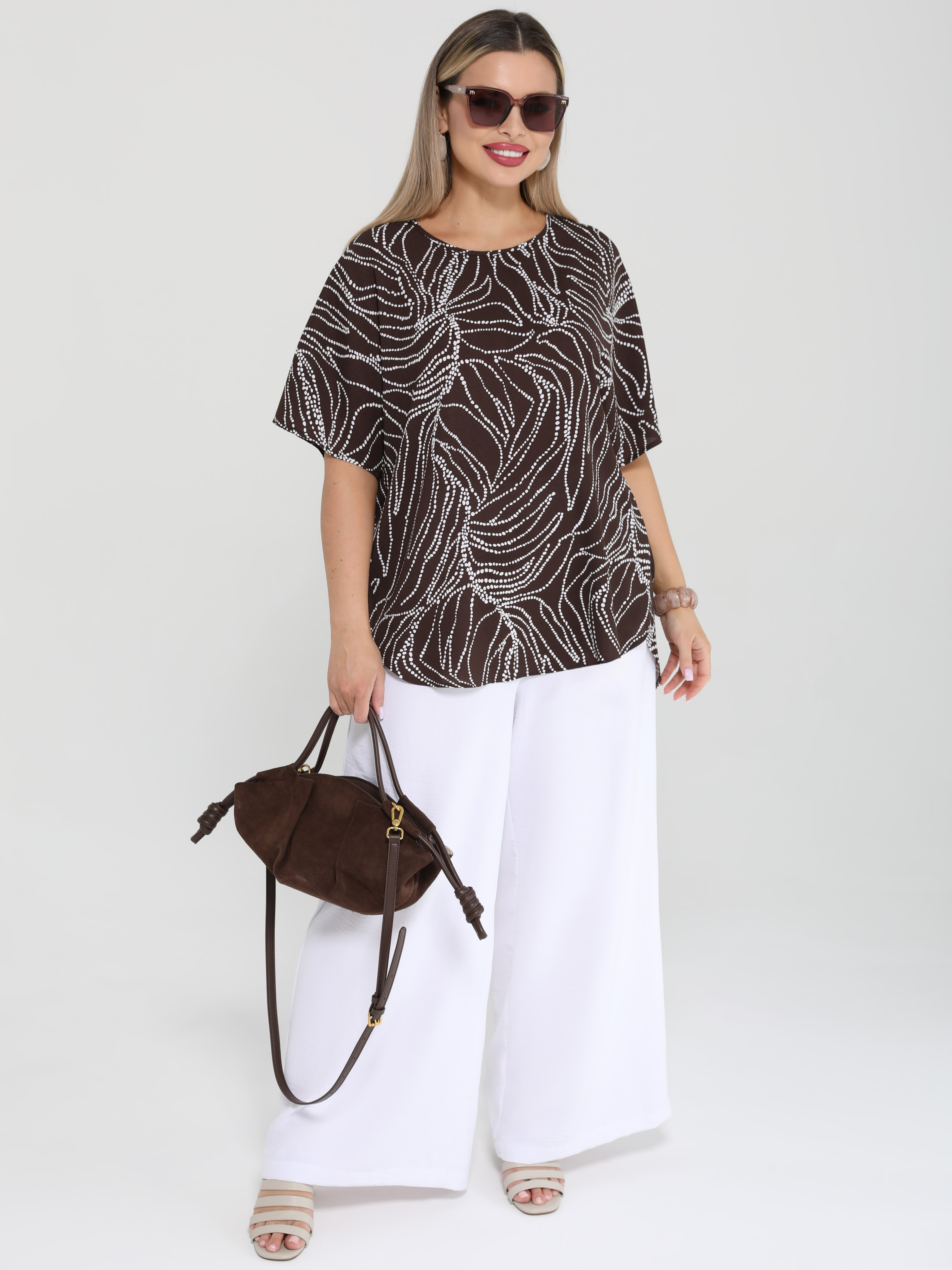 Блузка шоколадного цвета с принтом Dora(фото4)