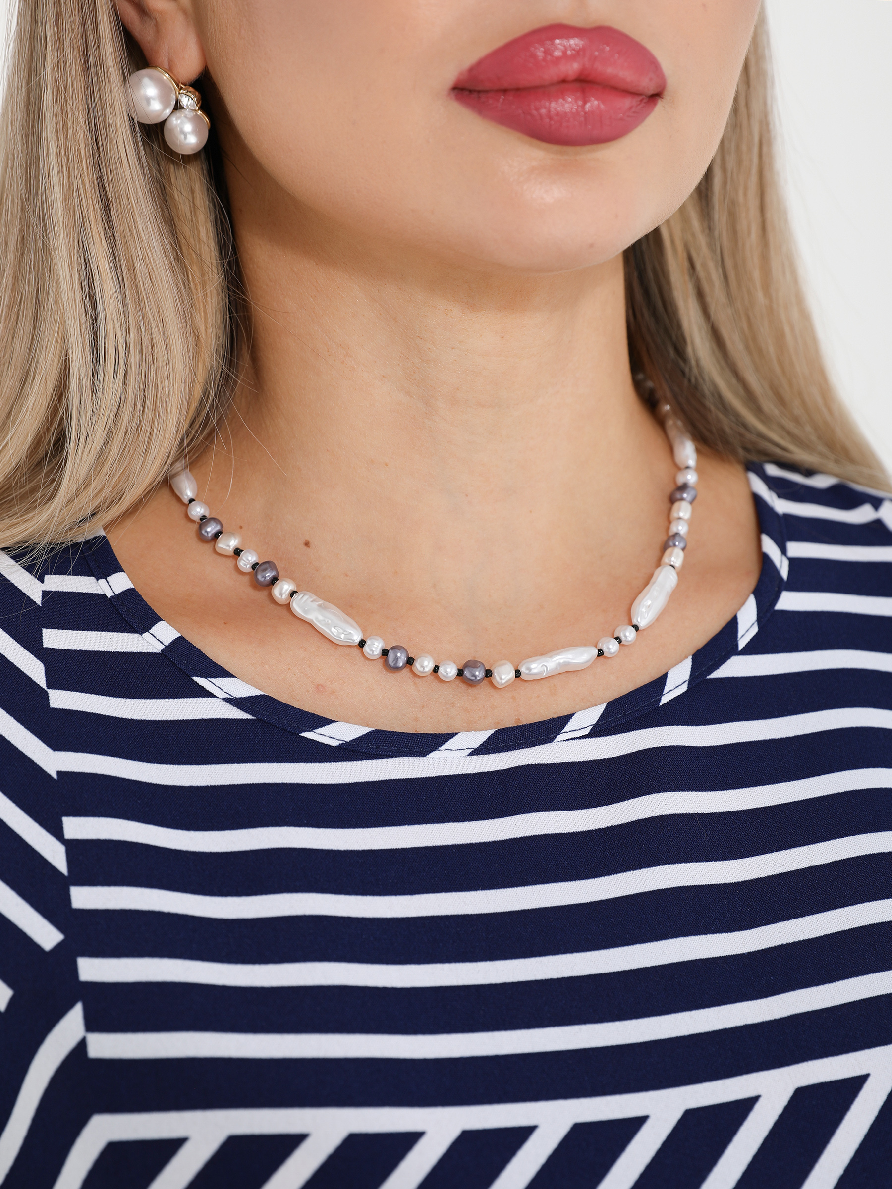 Блузка тёмно-синяя в полоску Dora(фото5)