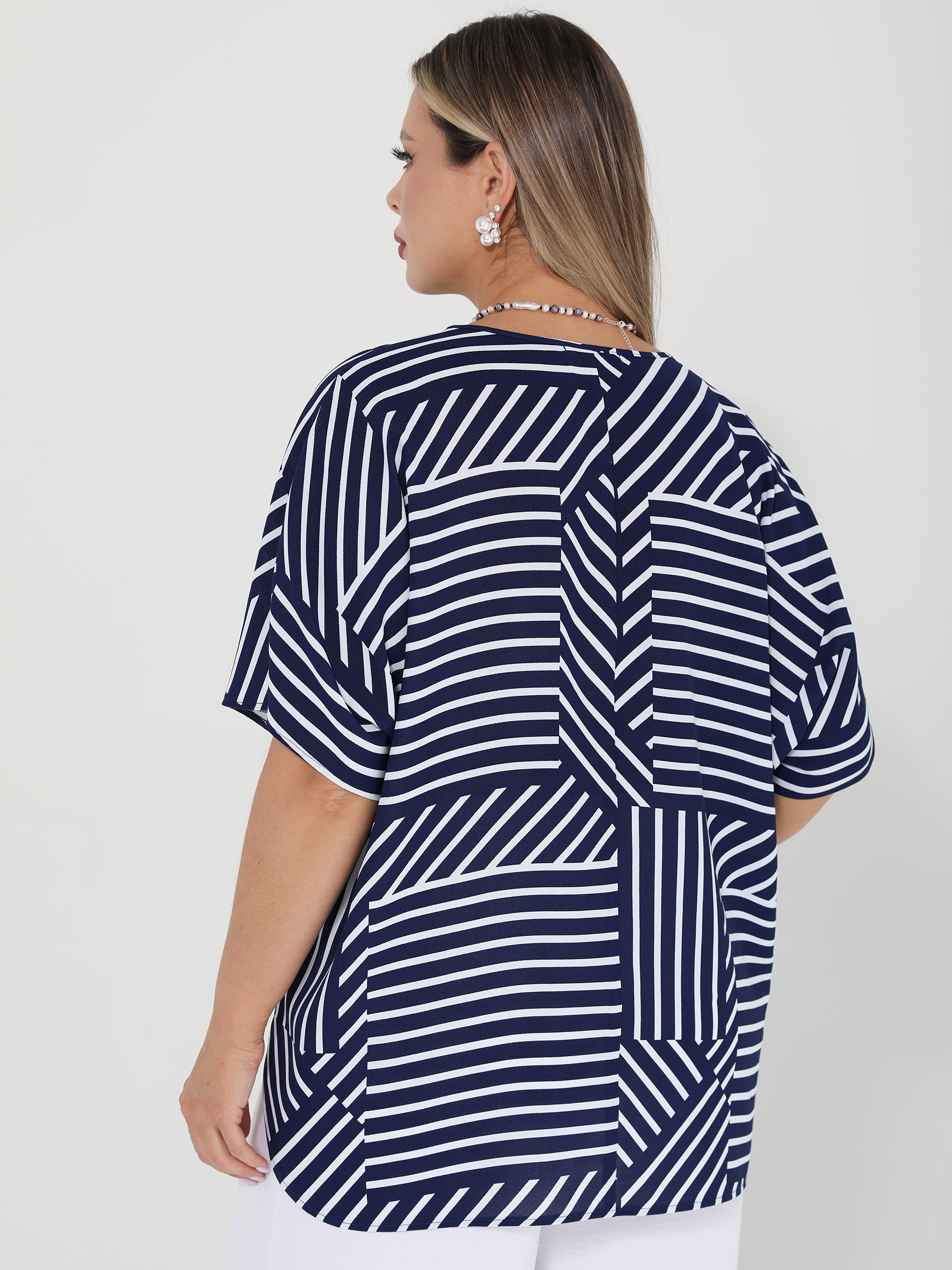 Блузка тёмно-синяя в полоску Dora(фото8)