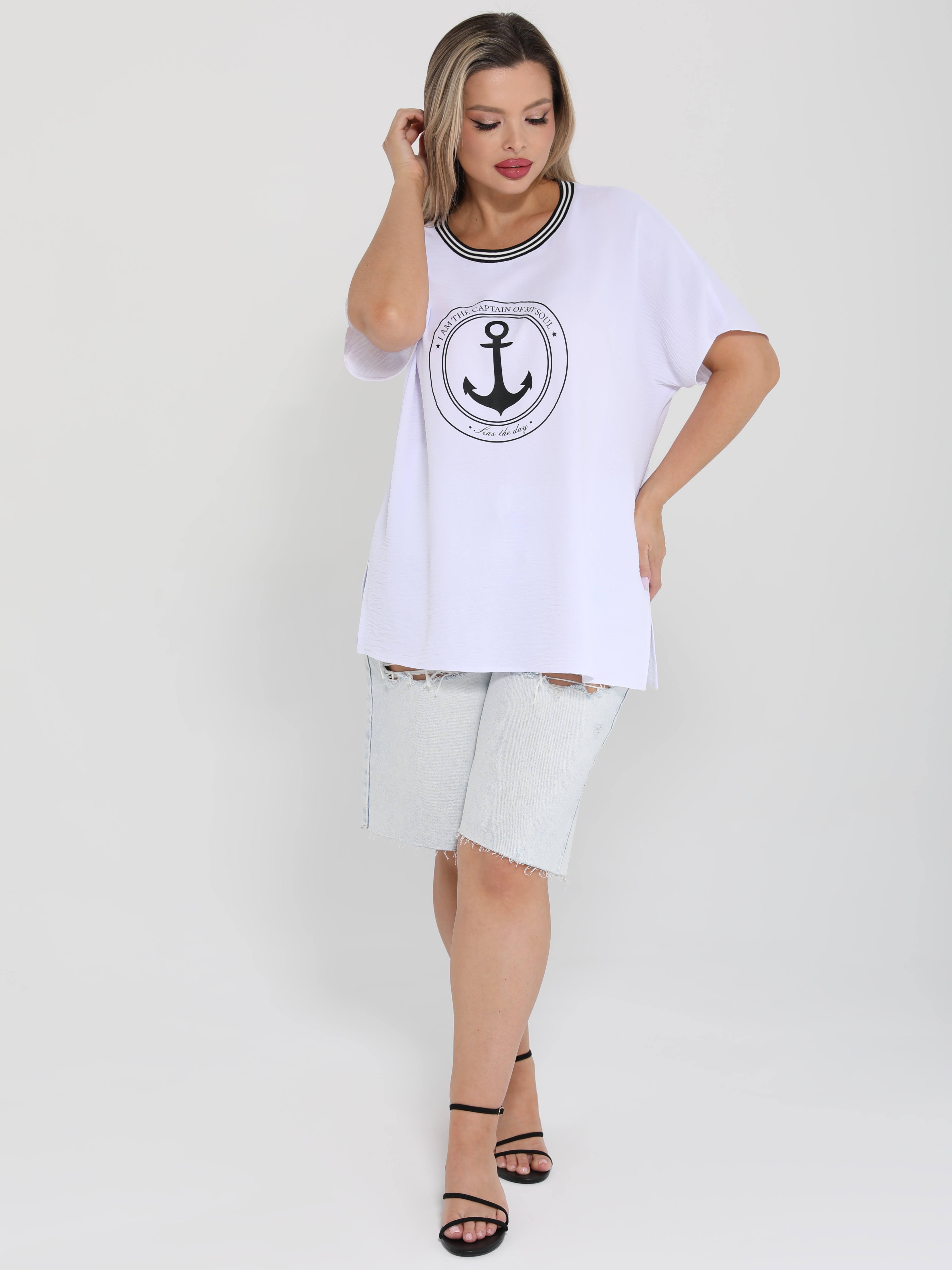 Блузка лёгкая белая с принтом Dora(фото5)