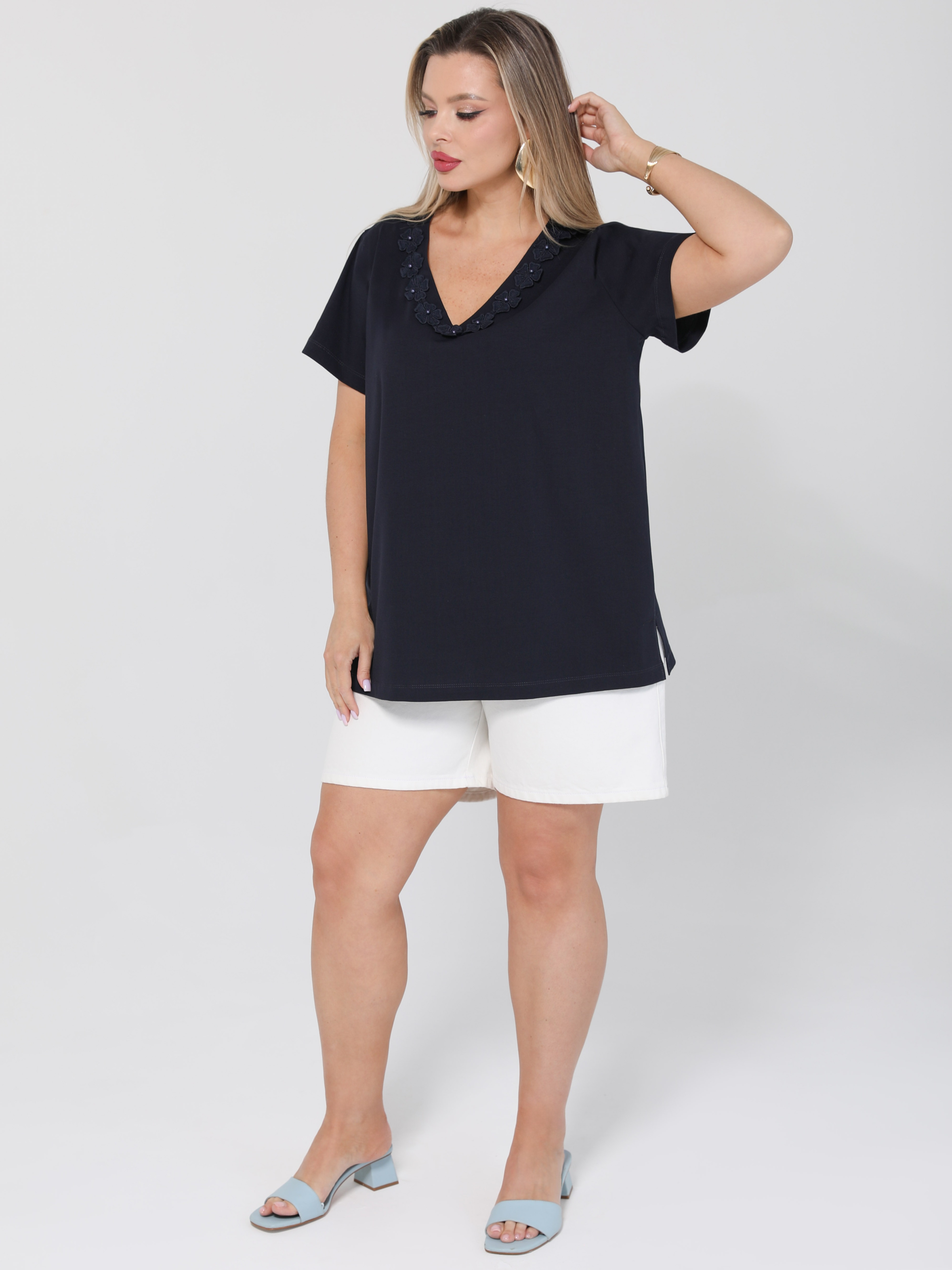 Футболка трикотажная чернильного цвета Dora(фото7)