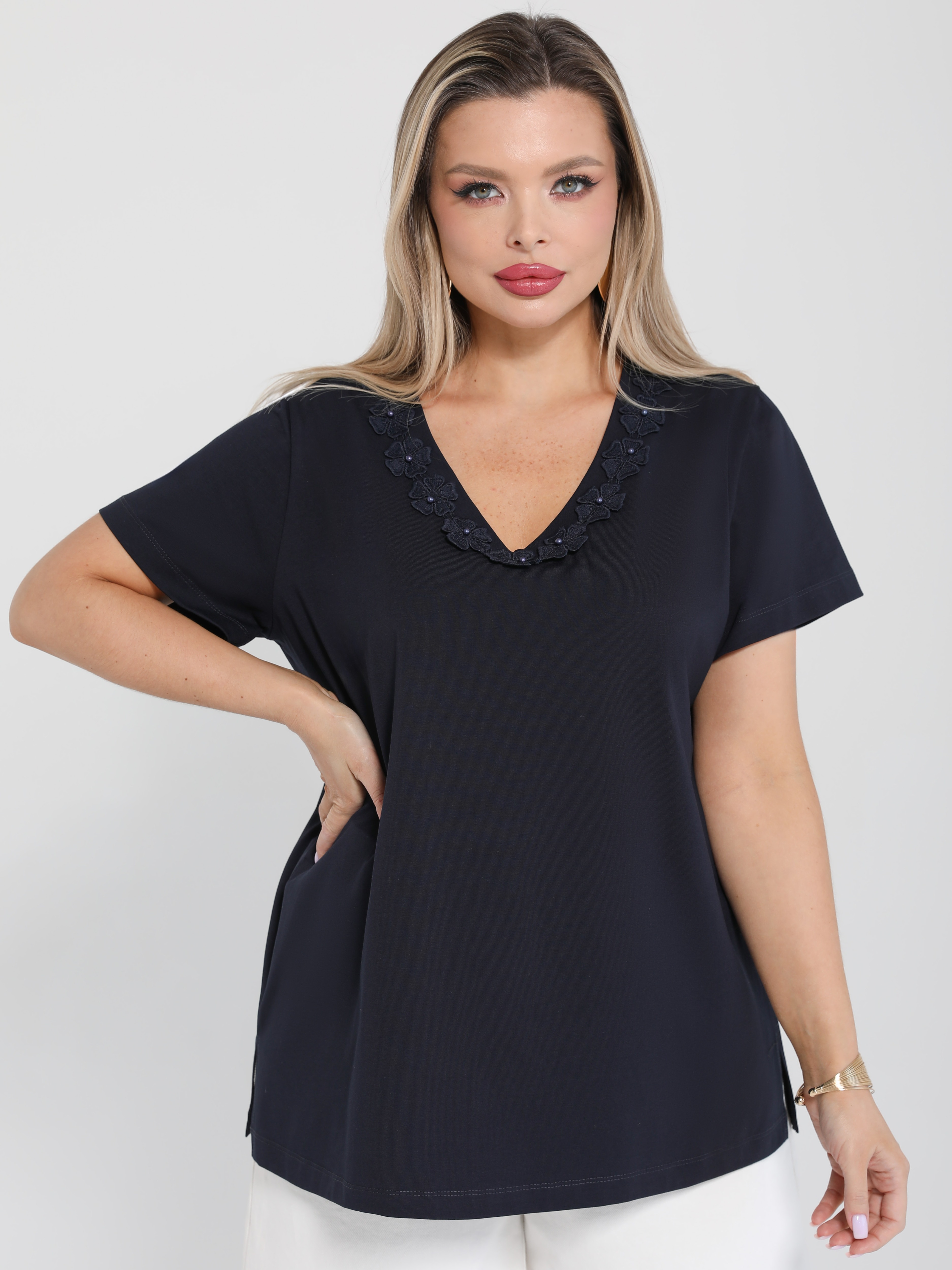 Футболка трикотажная чернильного цвета Dora(фото3)