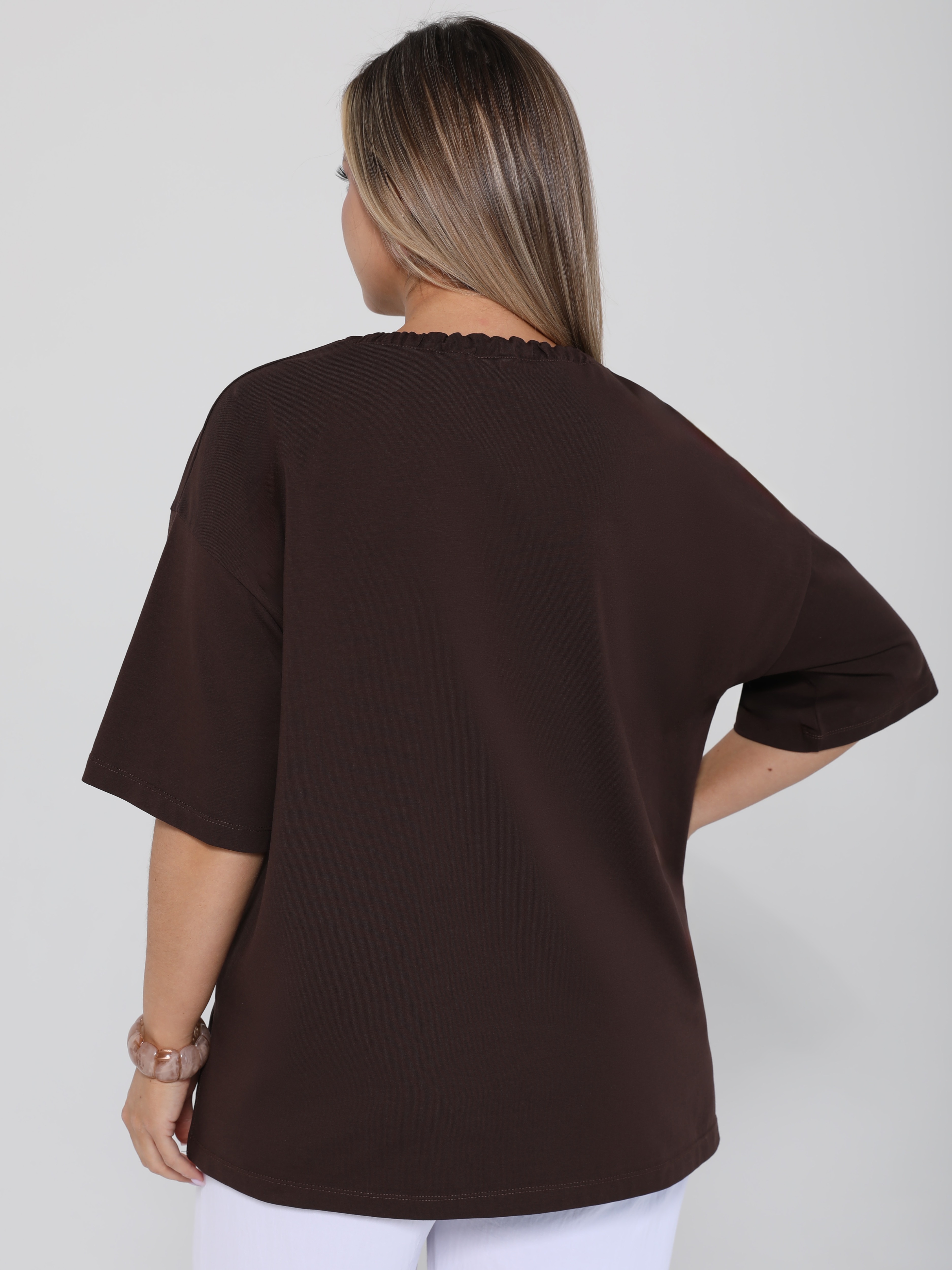 Футболка трикотажная коричневого цвета с принтом Dora(фото7)