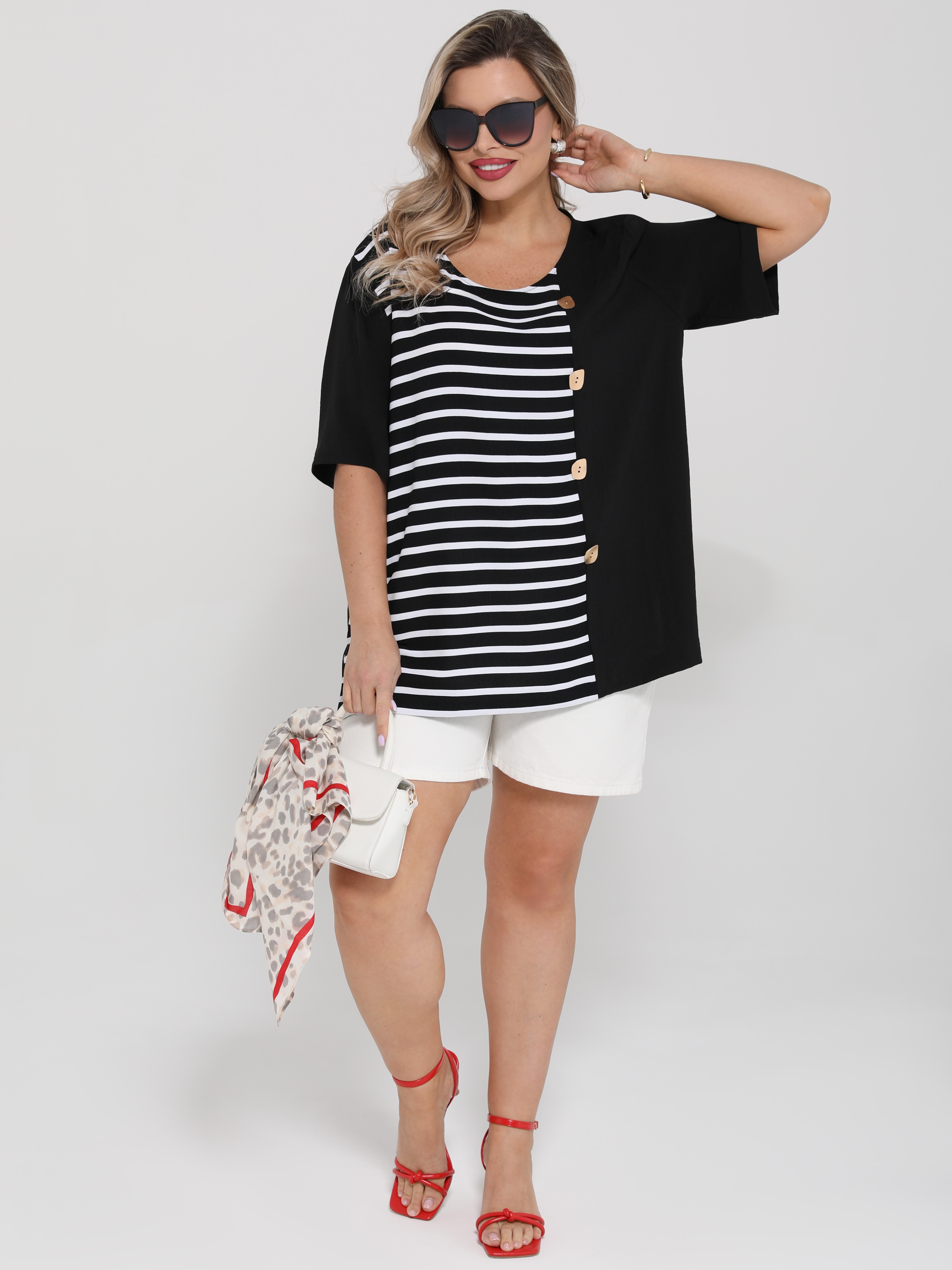 Блузка чёрная в полоску Dora(фото2)