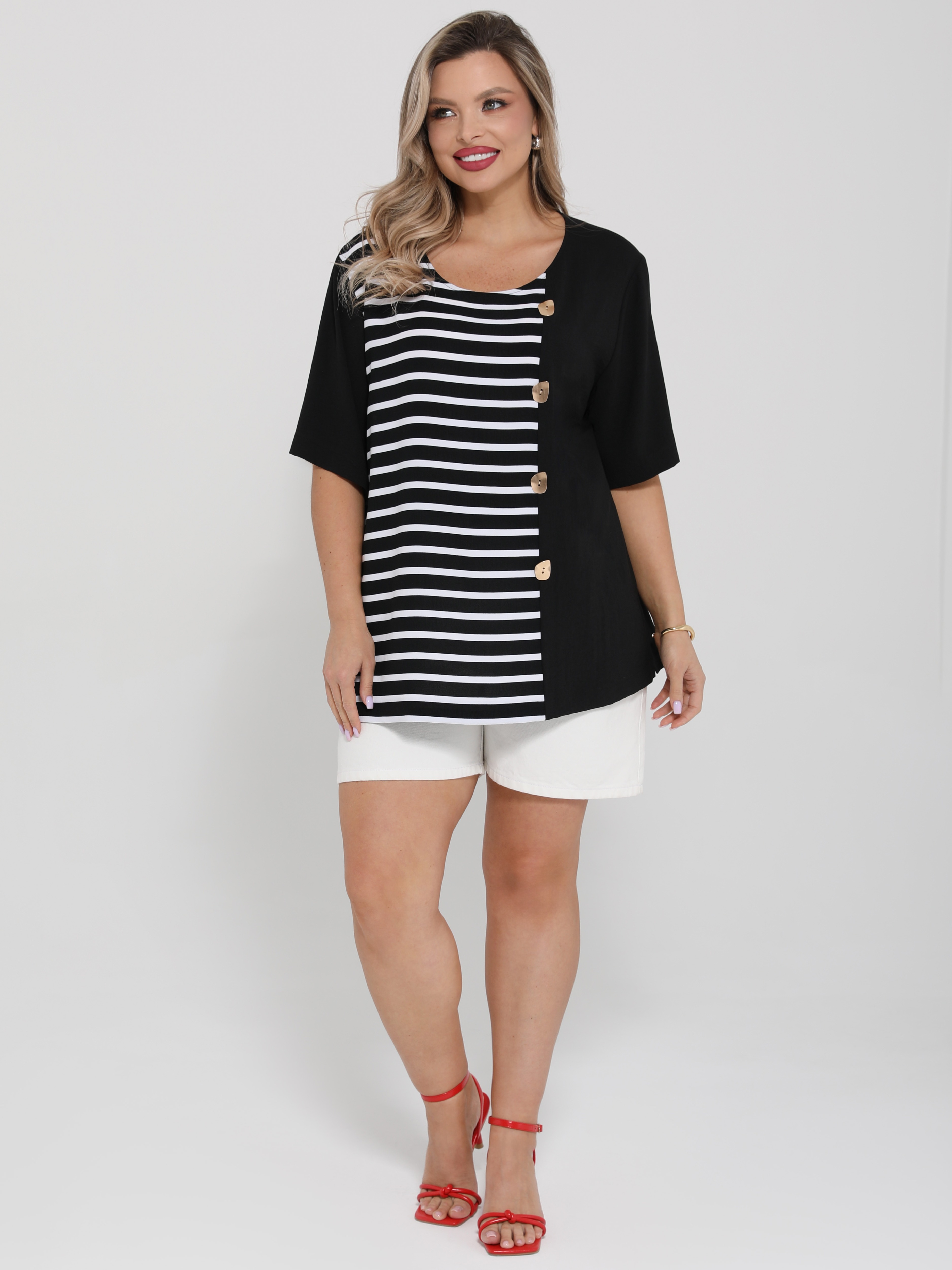 Блузка чёрная в полоску Dora(фото9)