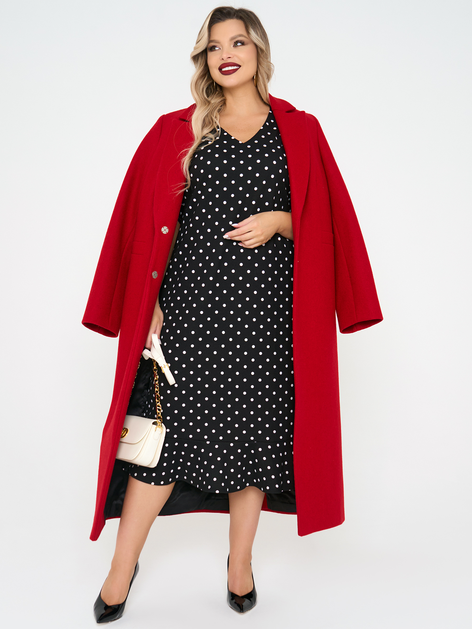 Платье чёрное из трикотажа в горошек Dora(фото3)