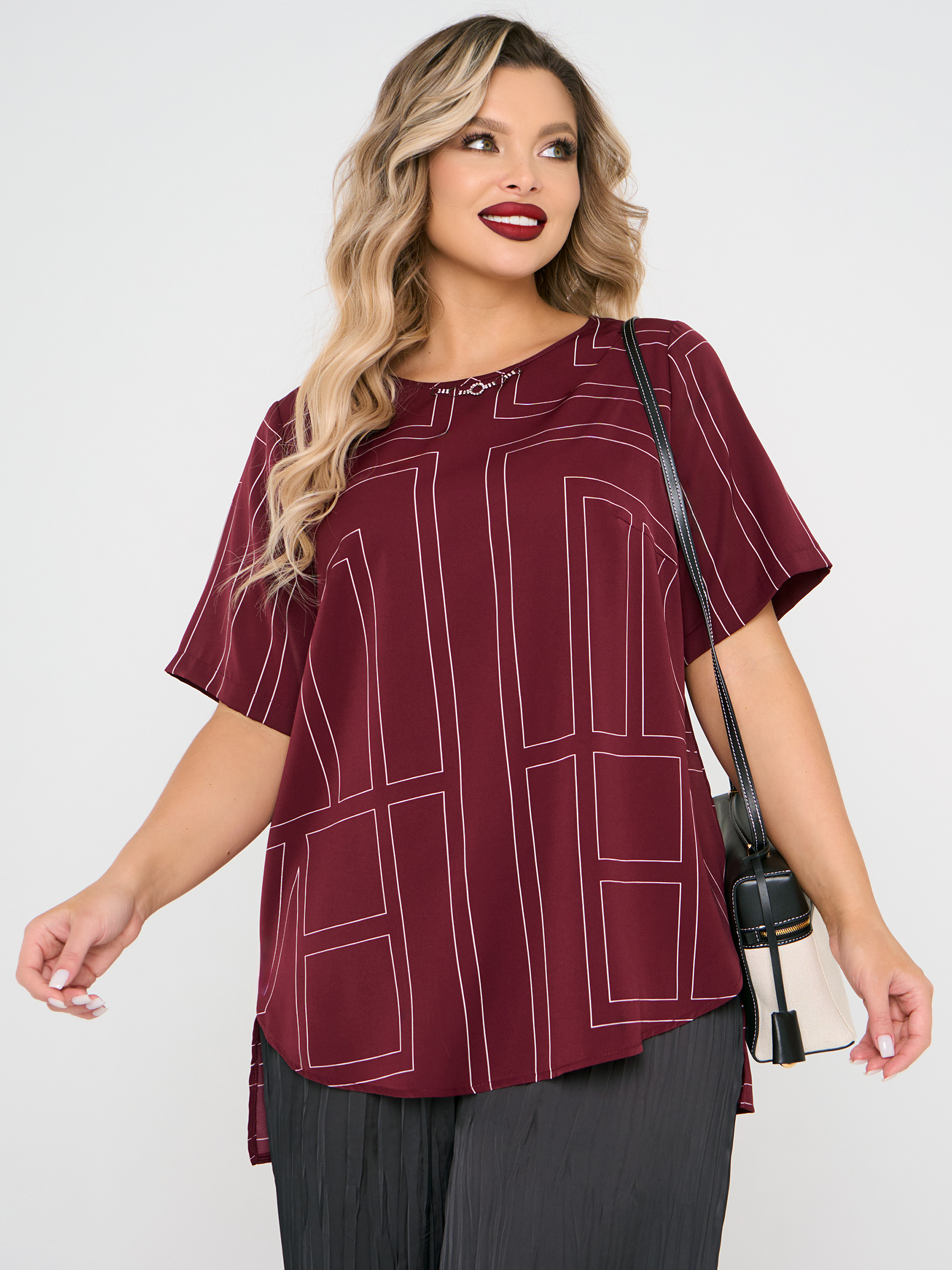 Блузка бордовая с принтом Dora(фото3)