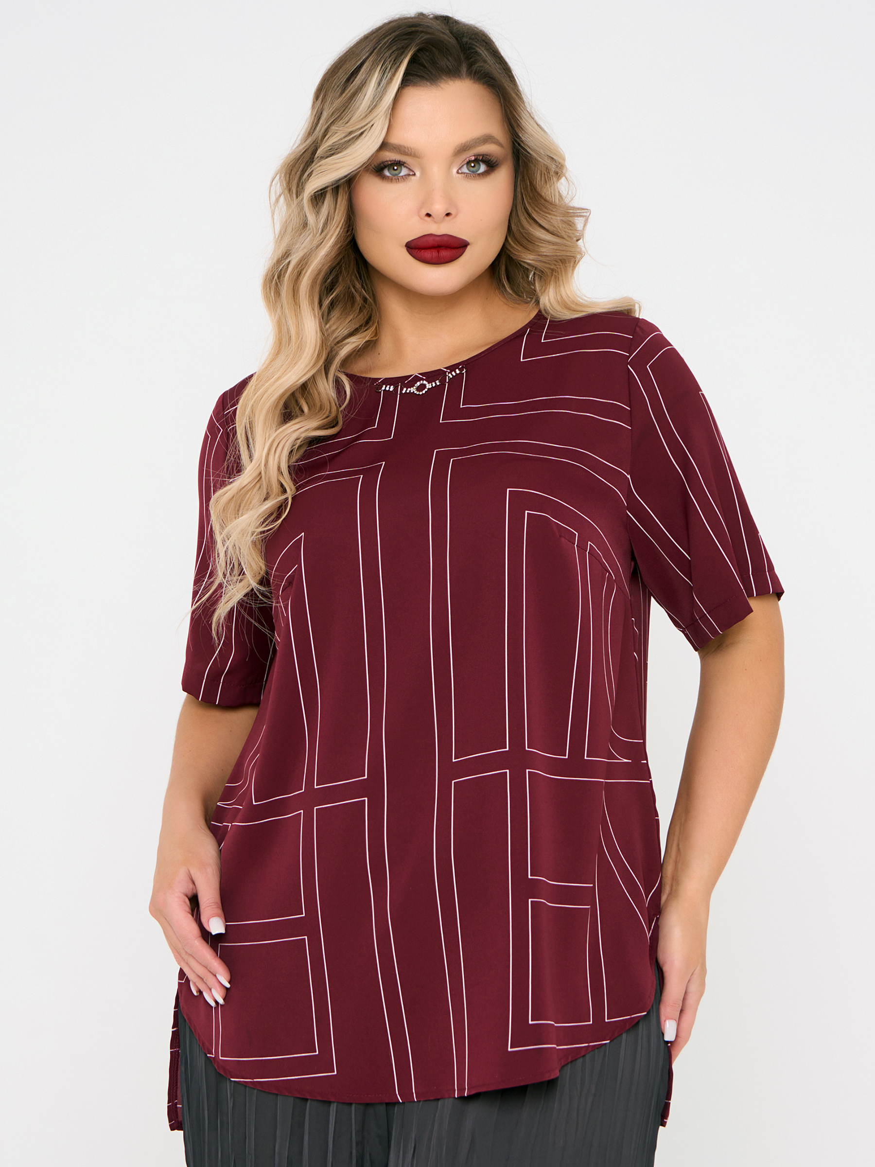 Блузка бордовая с принтом Dora(фото5)