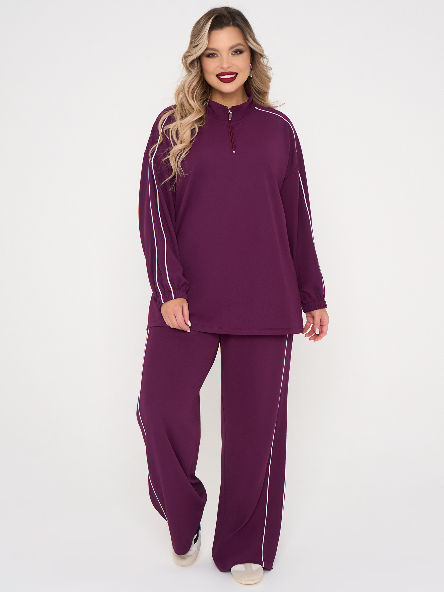 Брюки трикотажные с карманами сливового цвета Dora(фото2)