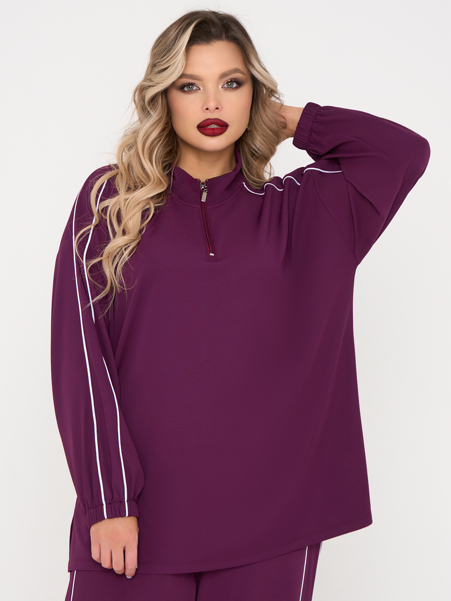 Джемпер из трикотажа бордового цвета Dora(фото8)