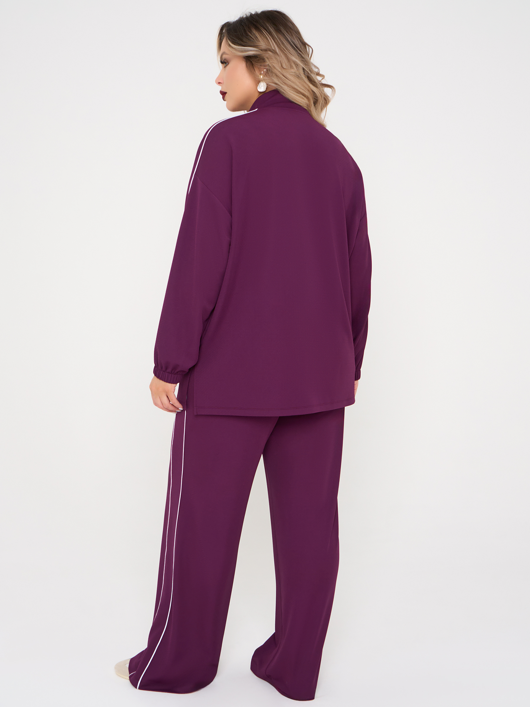 Брюки трикотажные с карманами сливового цвета Dora(фото7)