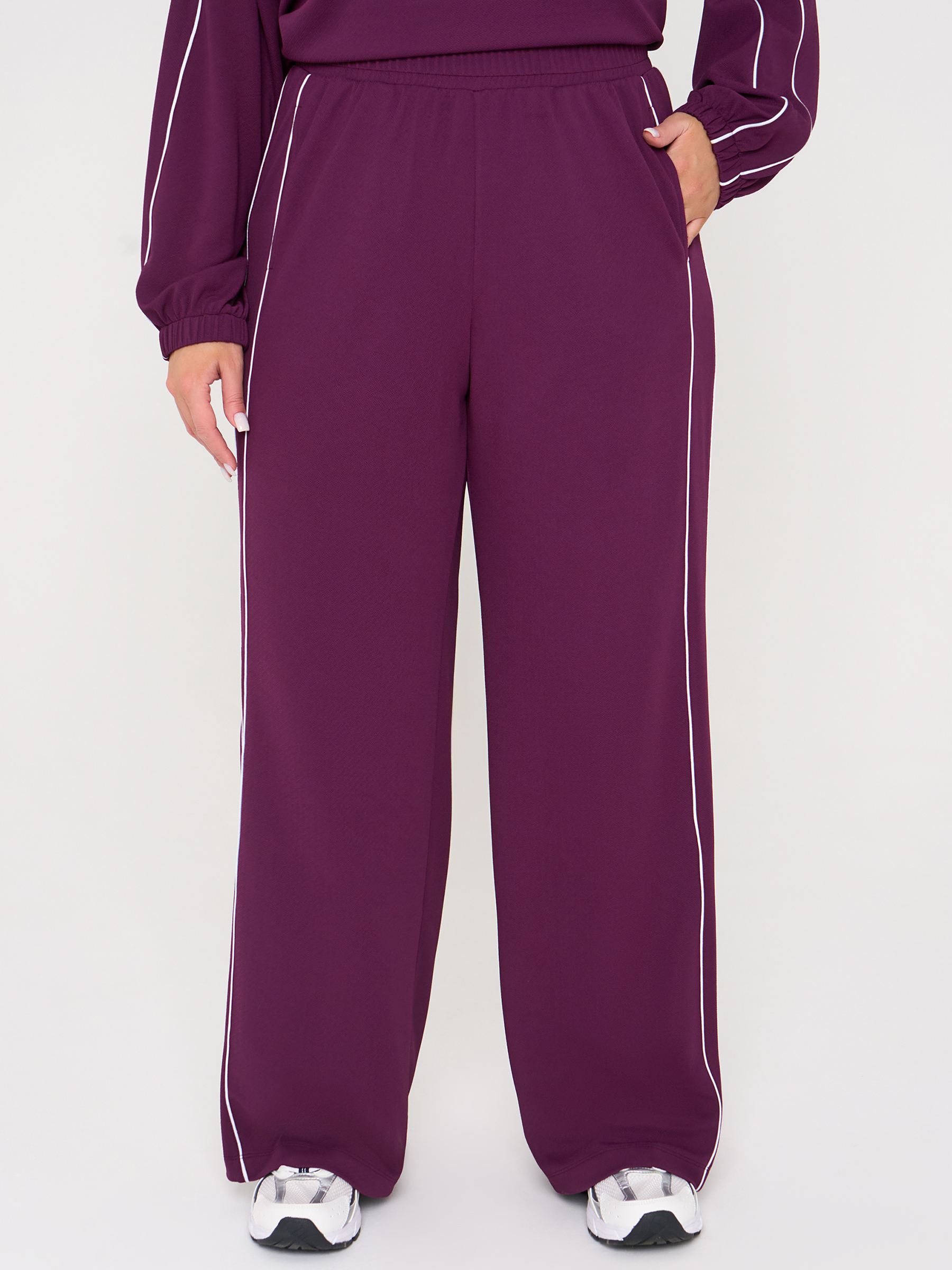 Брюки трикотажные с карманами сливового цвета Dora(фото4)