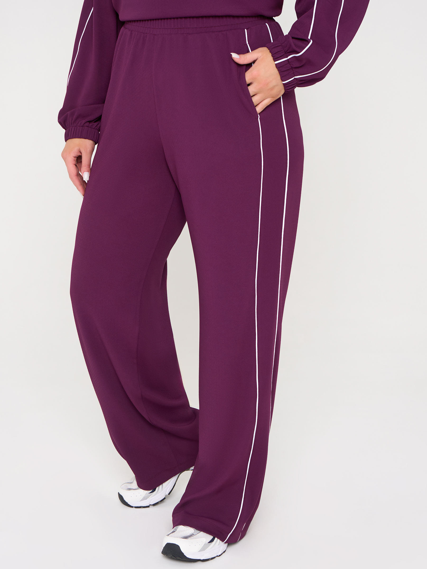 Брюки трикотажные с карманами сливового цвета Dora(фото3)