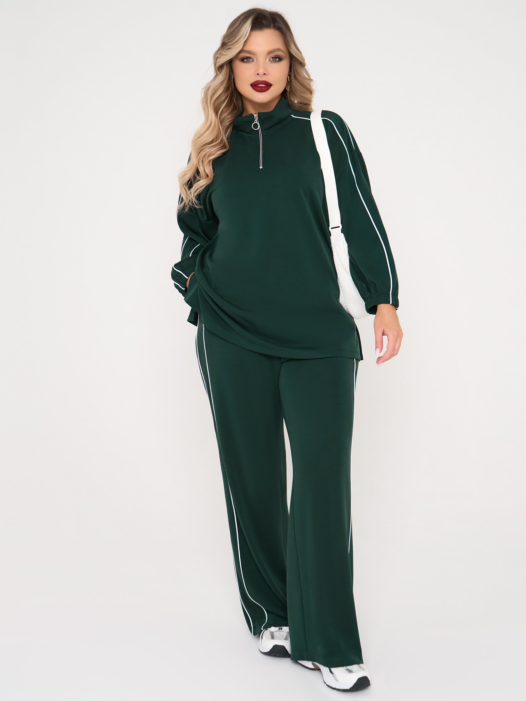 Джемпер из трикотажа тёмно-зелёного цвета Dora(фото4)